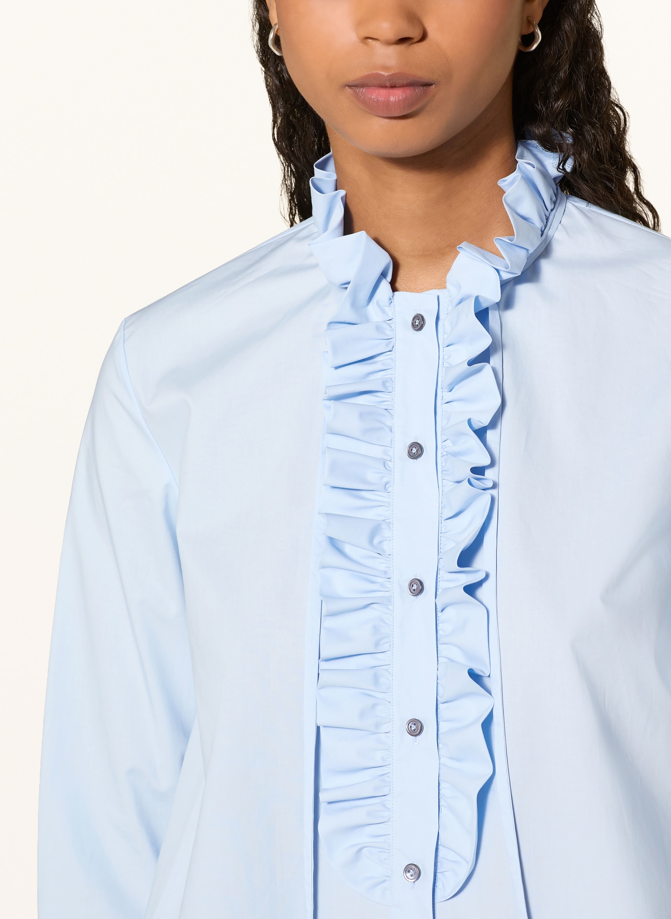 van Laack Blouse VL-NHEA-XX met ruches: LICHTBLAUW