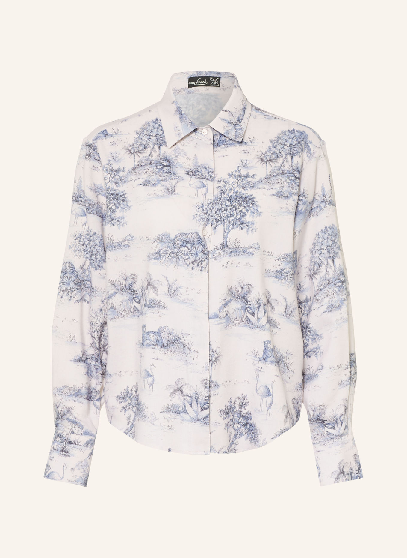 van Laack Overhemdblouse VL-AZITAN-LO: CRÈME / DONKERBLAUW / BLAUW