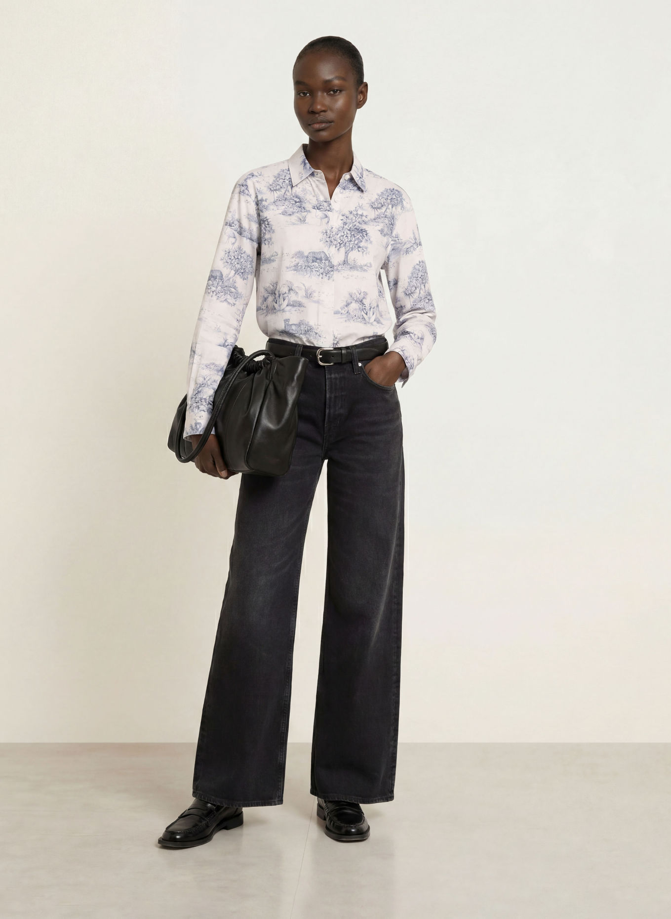 van Laack Overhemdblouse VL-AZITAN-LO: CRÈME / DONKERBLAUW / BLAUW