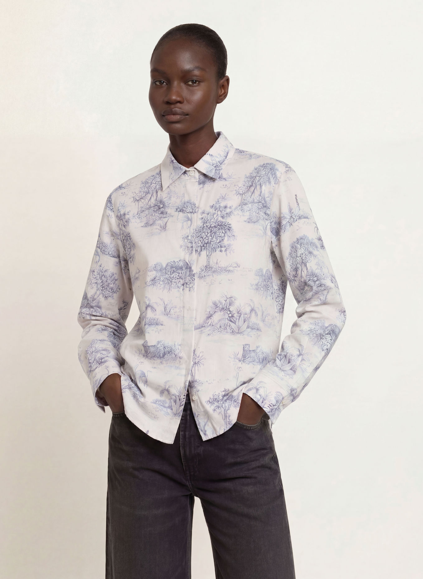 van Laack Overhemdblouse VL-AZITAN-LO: CRÈME / DONKERBLAUW / BLAUW