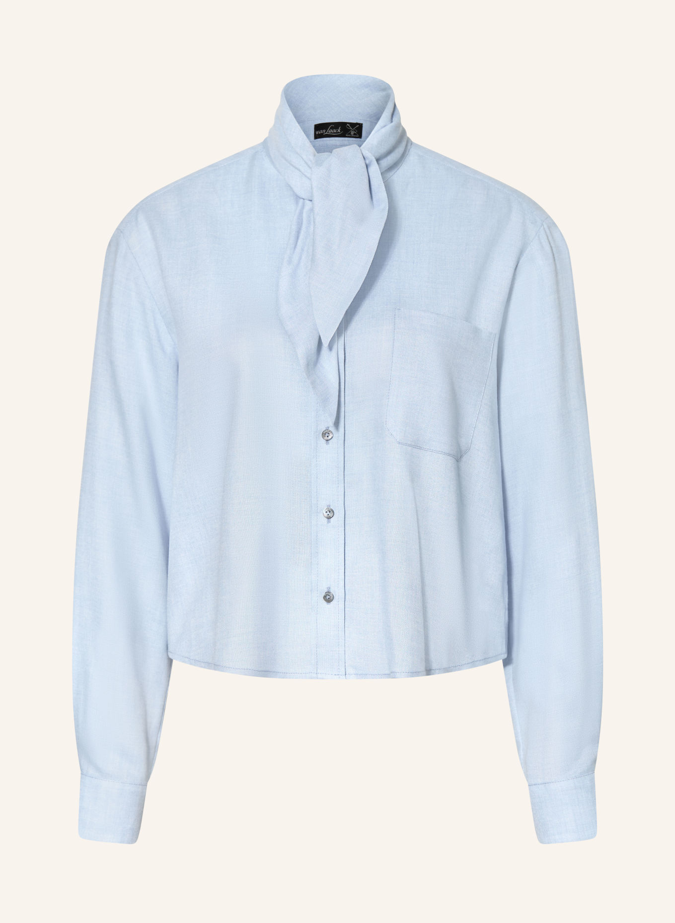 van Laack Blouse met strik VL-FLOKEA-W58KS: LICHTBLAUW