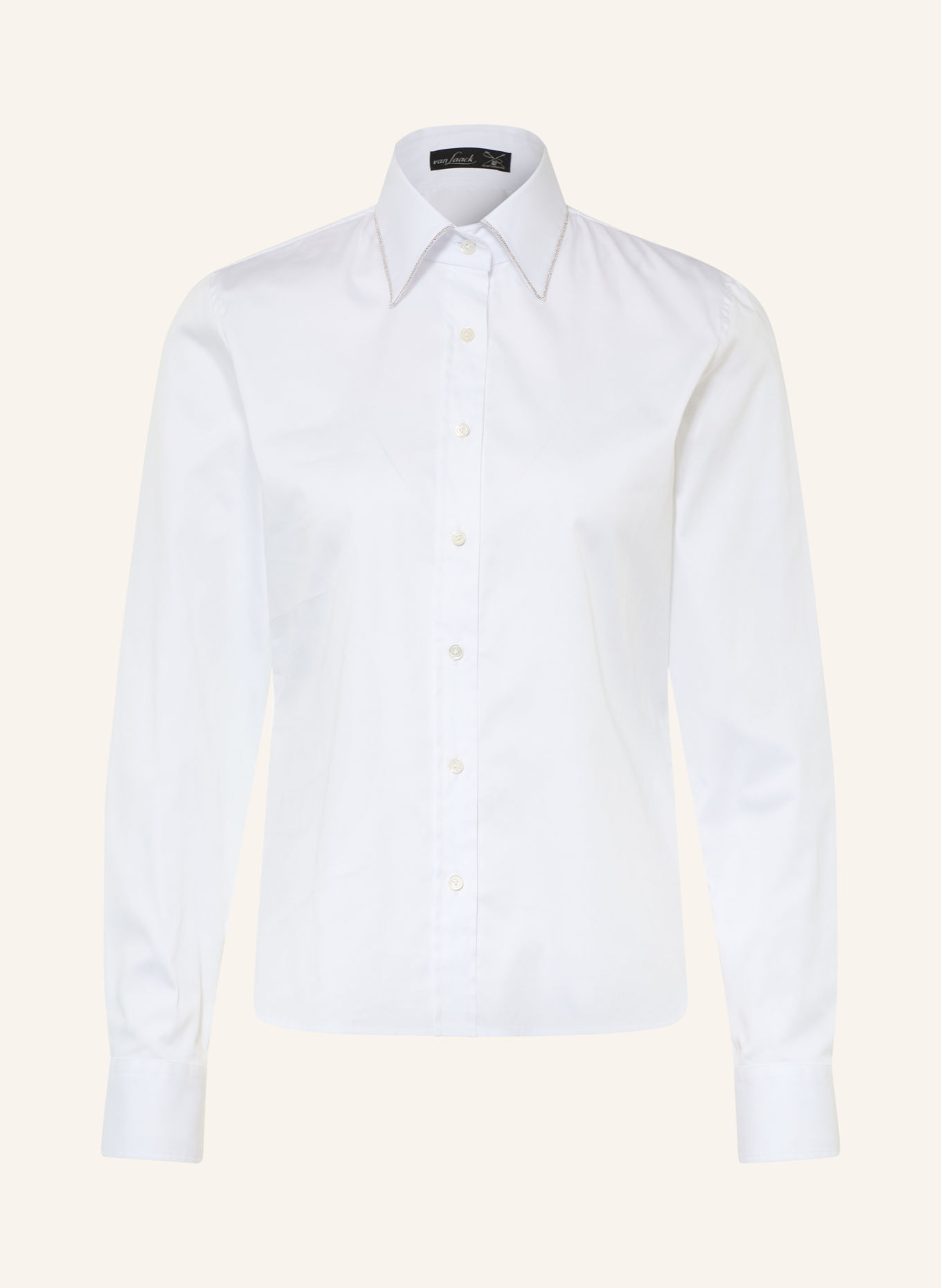 van Laack Overhemdblouse VL-LOAMIS-PBO met sierstenen: WIT