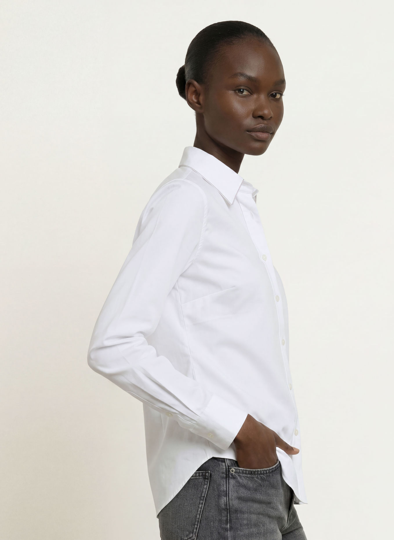 van Laack Overhemdblouse VL-LOAMIS-PBO met sierstenen: WIT