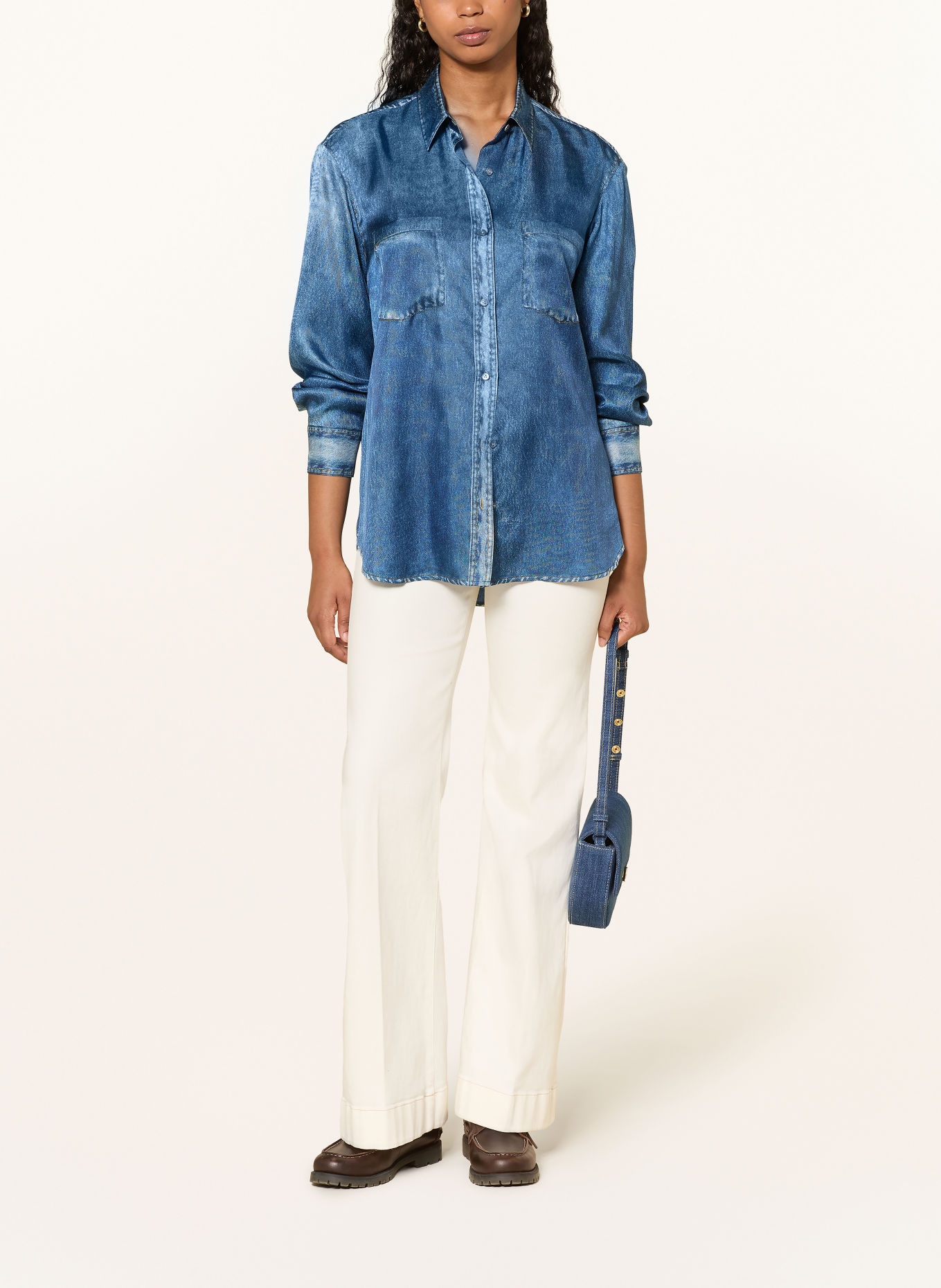 van Laack VL-CATELYN-XX shirt-blouse in a denim look, made of silk: BLUE