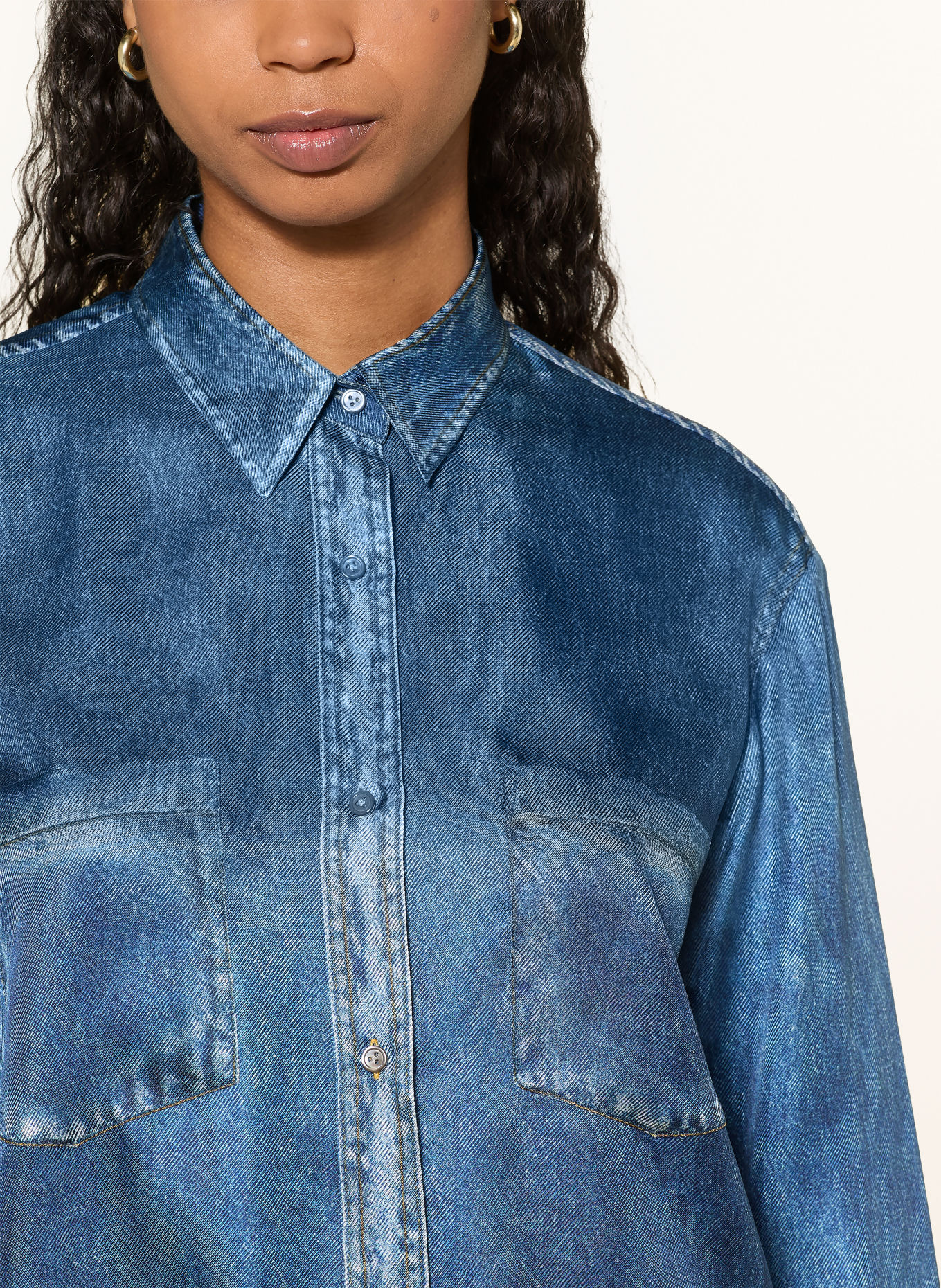 van Laack VL-CATELYN-XX shirt-blouse in a denim look, made of silk: BLUE