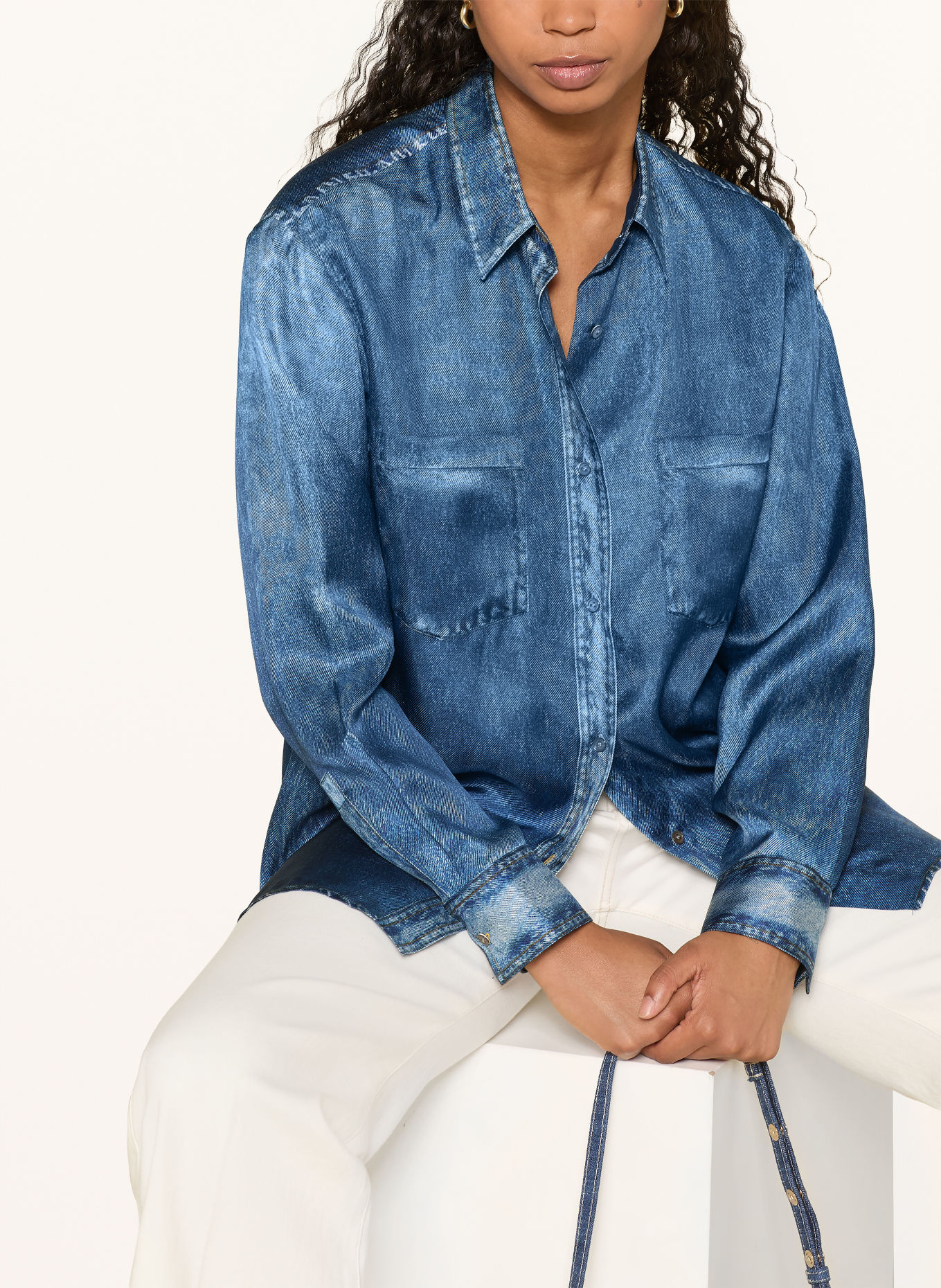 van Laack VL-CATELYN-XX shirt-blouse in a denim look, made of silk: BLUE