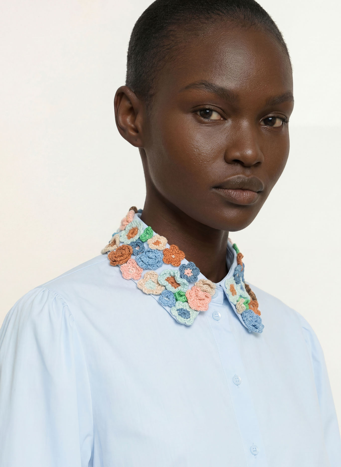van Laack Blouse VL-FJELLA-APPL2: LICHTBLAUW / ROSÉGOUD / GROEN