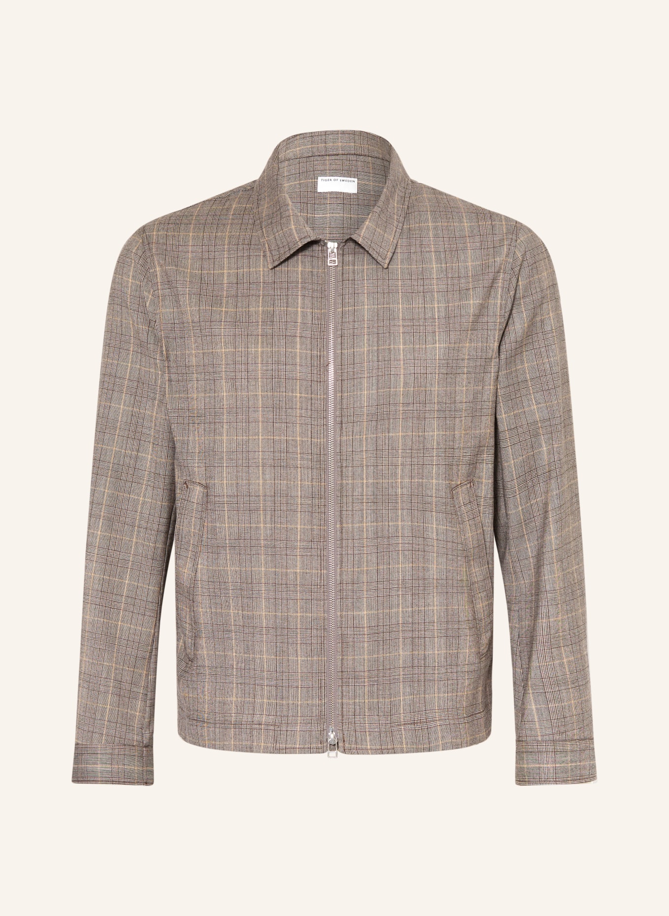 TIGER OF SWEDEN Overshirt BARNABY: DARK BROWN / BEIGE / CREAM