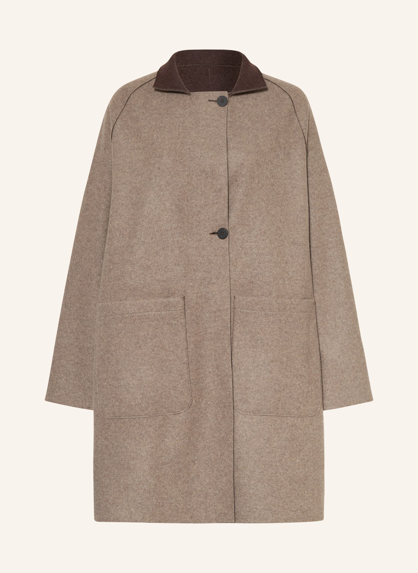 HARRIS WHARF LONDON Wollmantel zum Wenden: TAUPE / DUNKELBRAUN
