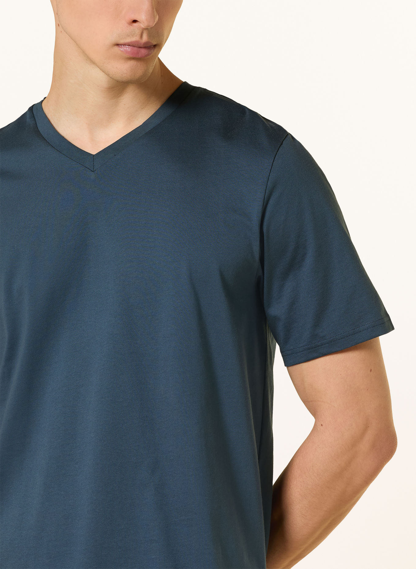 SCHIESSER Pyjama shorty CASUAL ESSENTIALS: BLEU FONCÉ / CRÈME / JAUNE FONCÉ