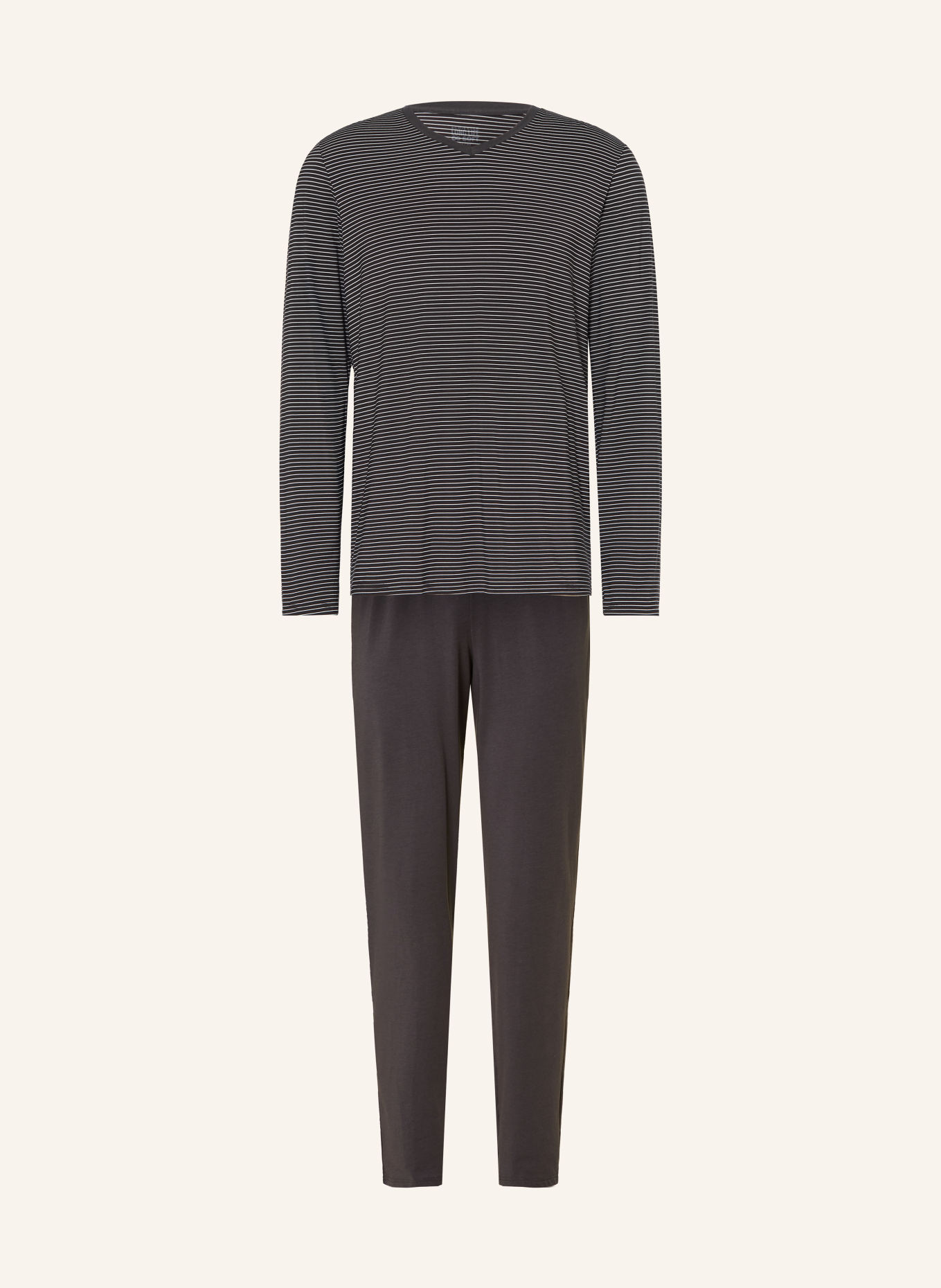 SCHIESSER Pyjama LONG LIFE SOFT: GRIS FONCÉ / BLANC