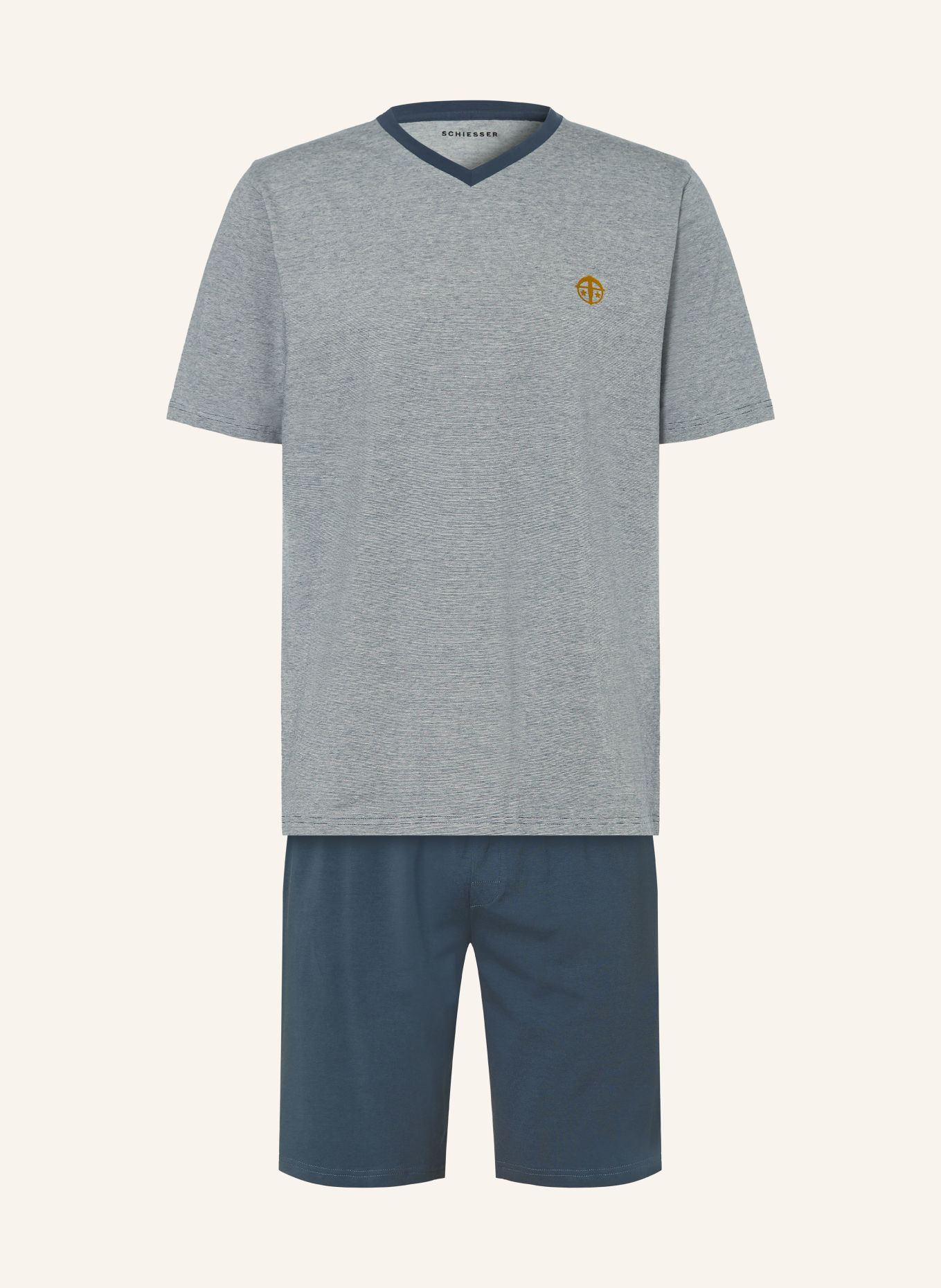 SCHIESSER Pyjama shorty 95/5: BLEU FONCÉ / BLANC