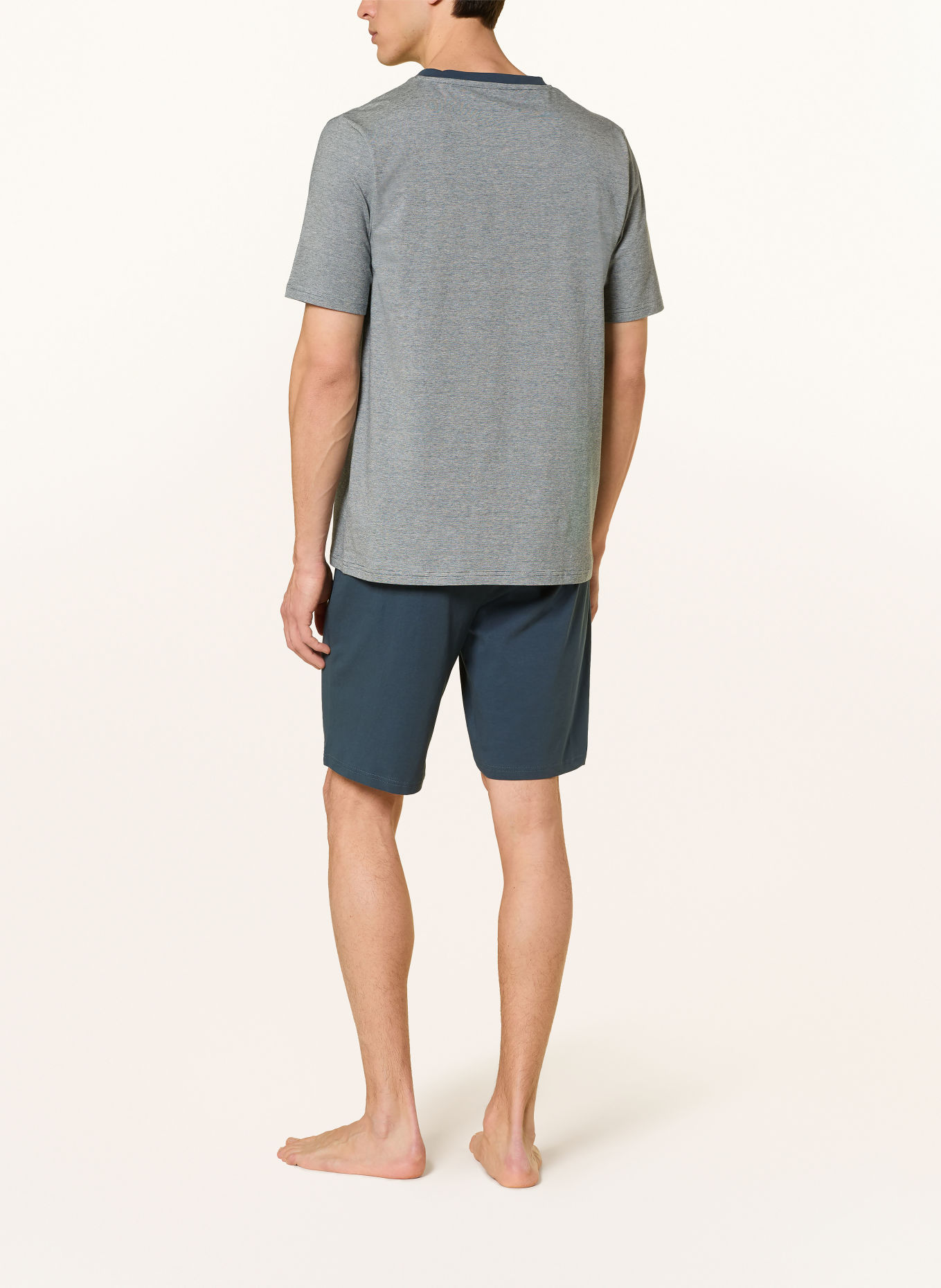 SCHIESSER Pyjama shorty 95/5: BLEU FONCÉ / BLANC