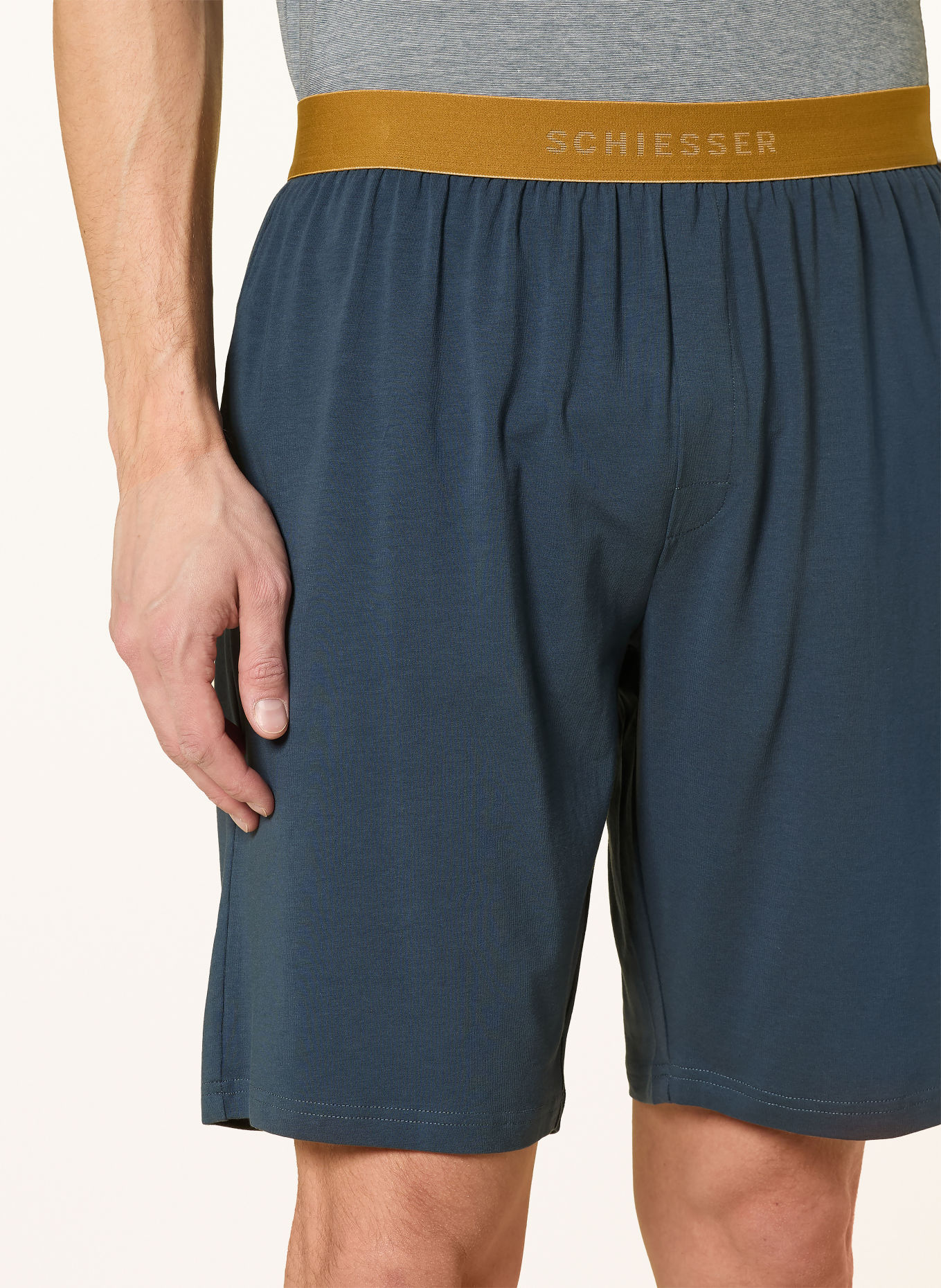 SCHIESSER Pyjama shorty 95/5: BLEU FONCÉ / BLANC