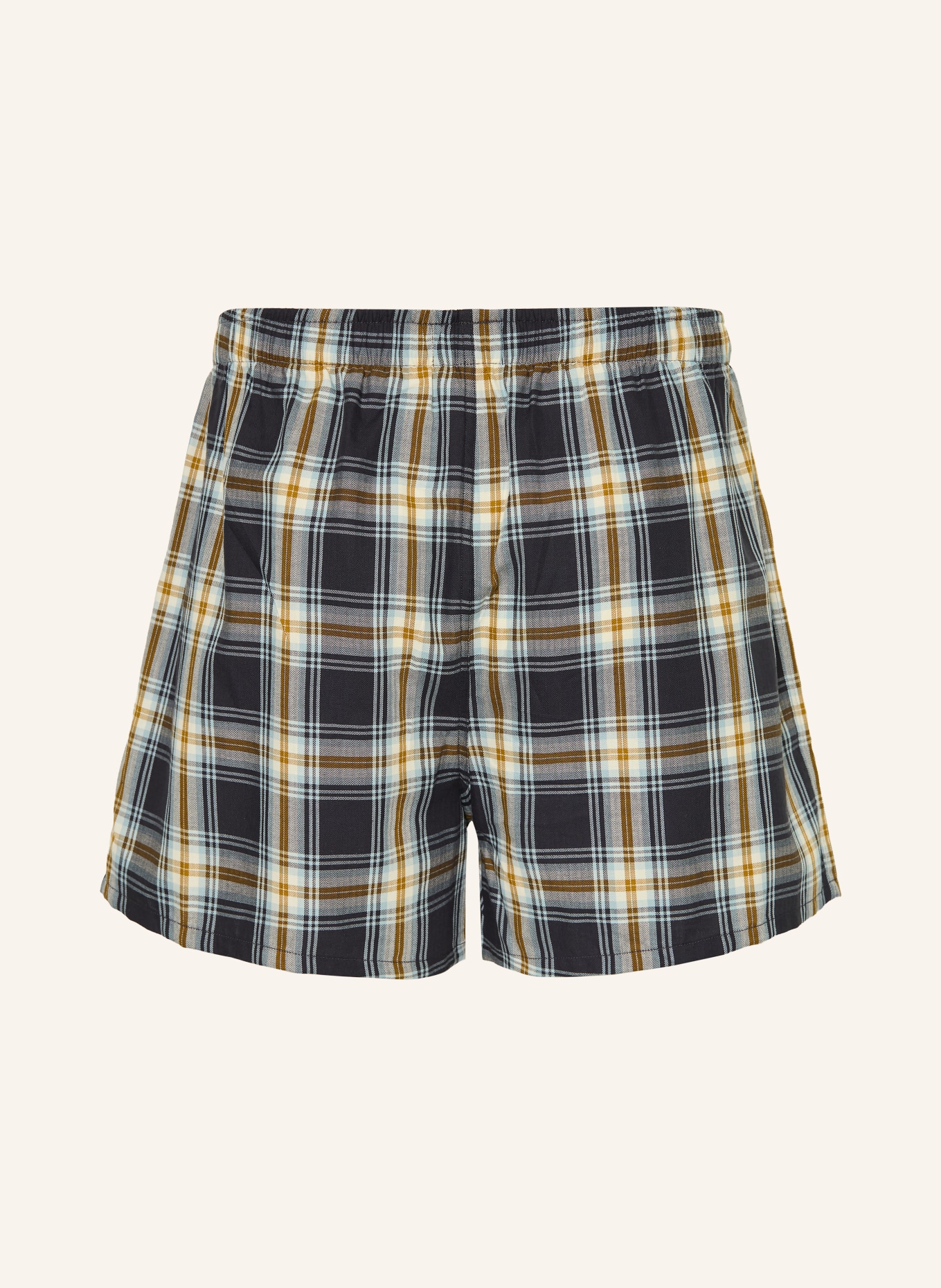 SCHIESSER 2-pack of web boxer shorts: DARK BLUE / DARK YELLOW / WHITE