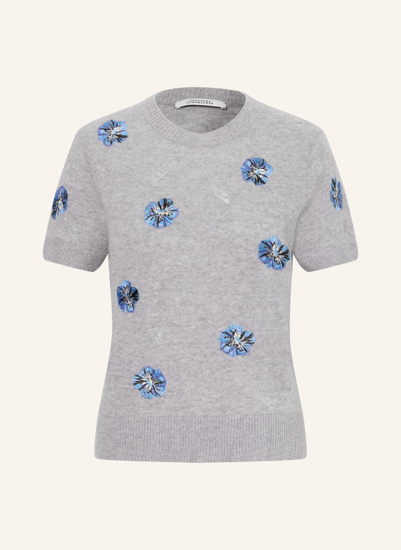 DOROTHEE SCHUMACHER Strickshirt BLOOMING STATEMENTS mit Cashmere: GRAU / HELLBLAU