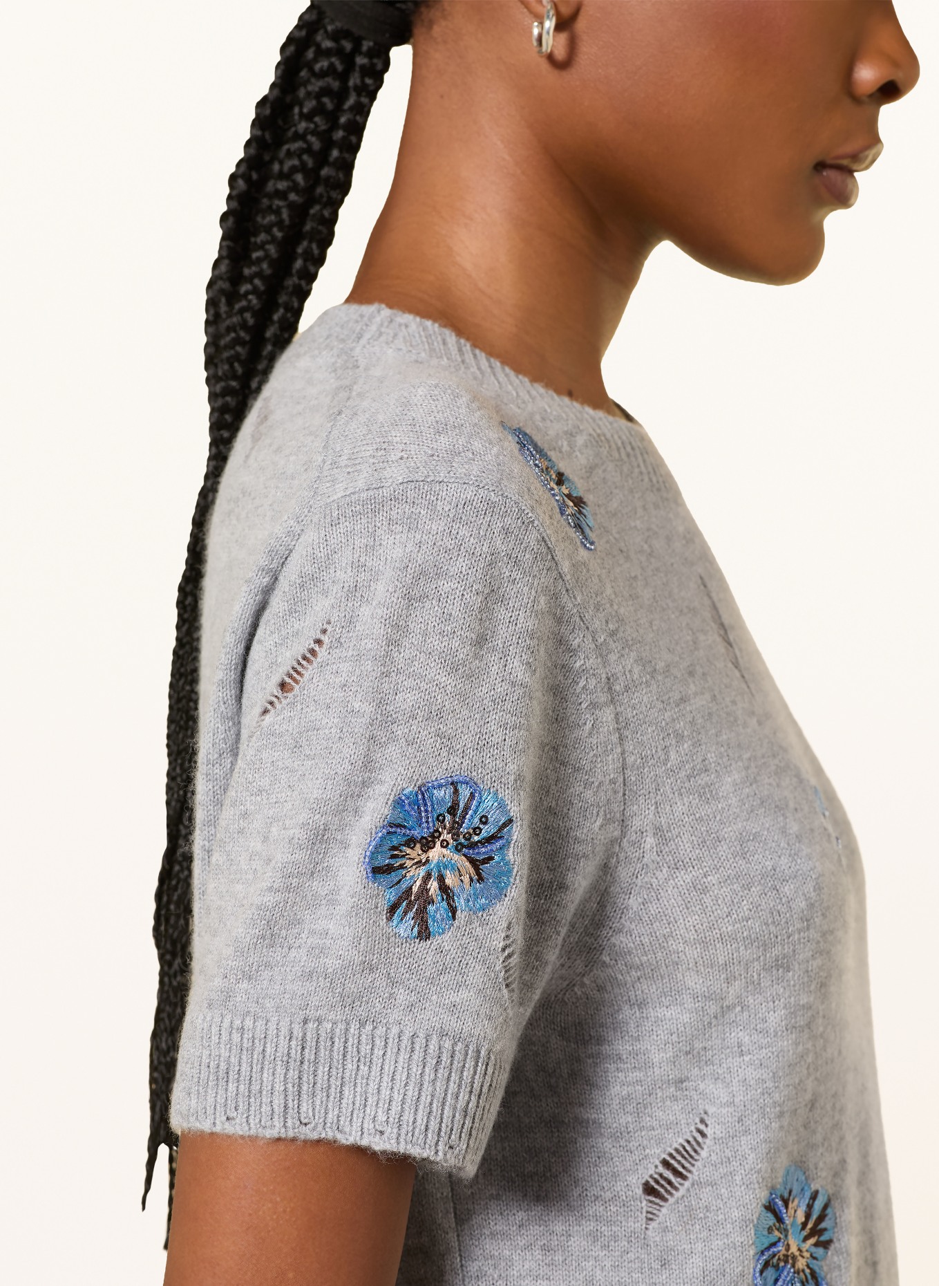 DOROTHEE SCHUMACHER Strickshirt BLOOMING STATEMENTS mit Cashmere: GRAU / HELLBLAU