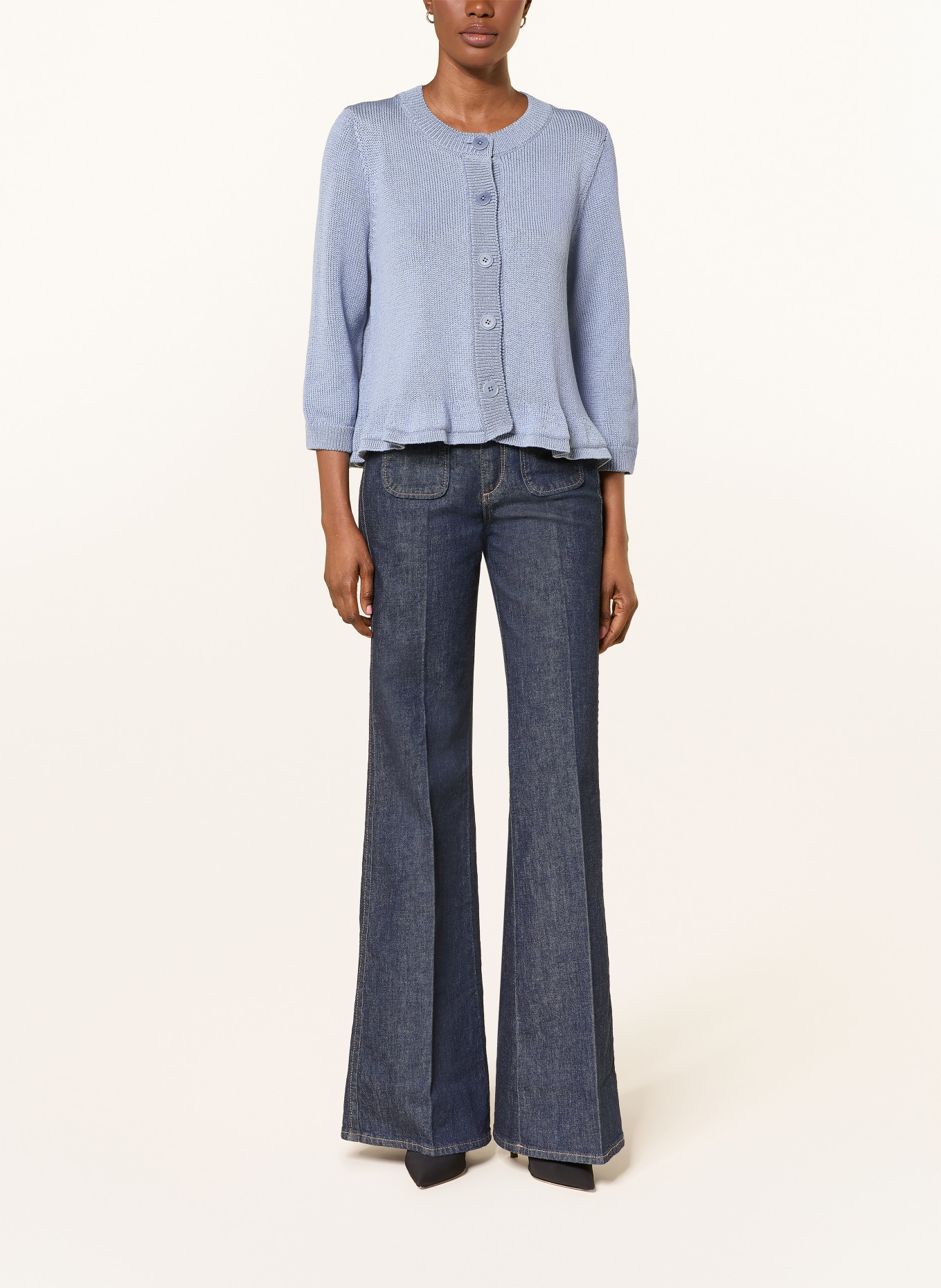 DOROTHEE SCHUMACHER Strickjacke COTTON CANDY mit 3/4-Arm: HELLBLAU