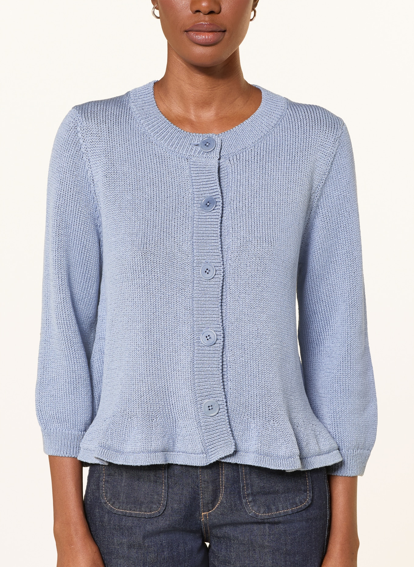 DOROTHEE SCHUMACHER Strickjacke COTTON CANDY mit 3/4-Arm: HELLBLAU