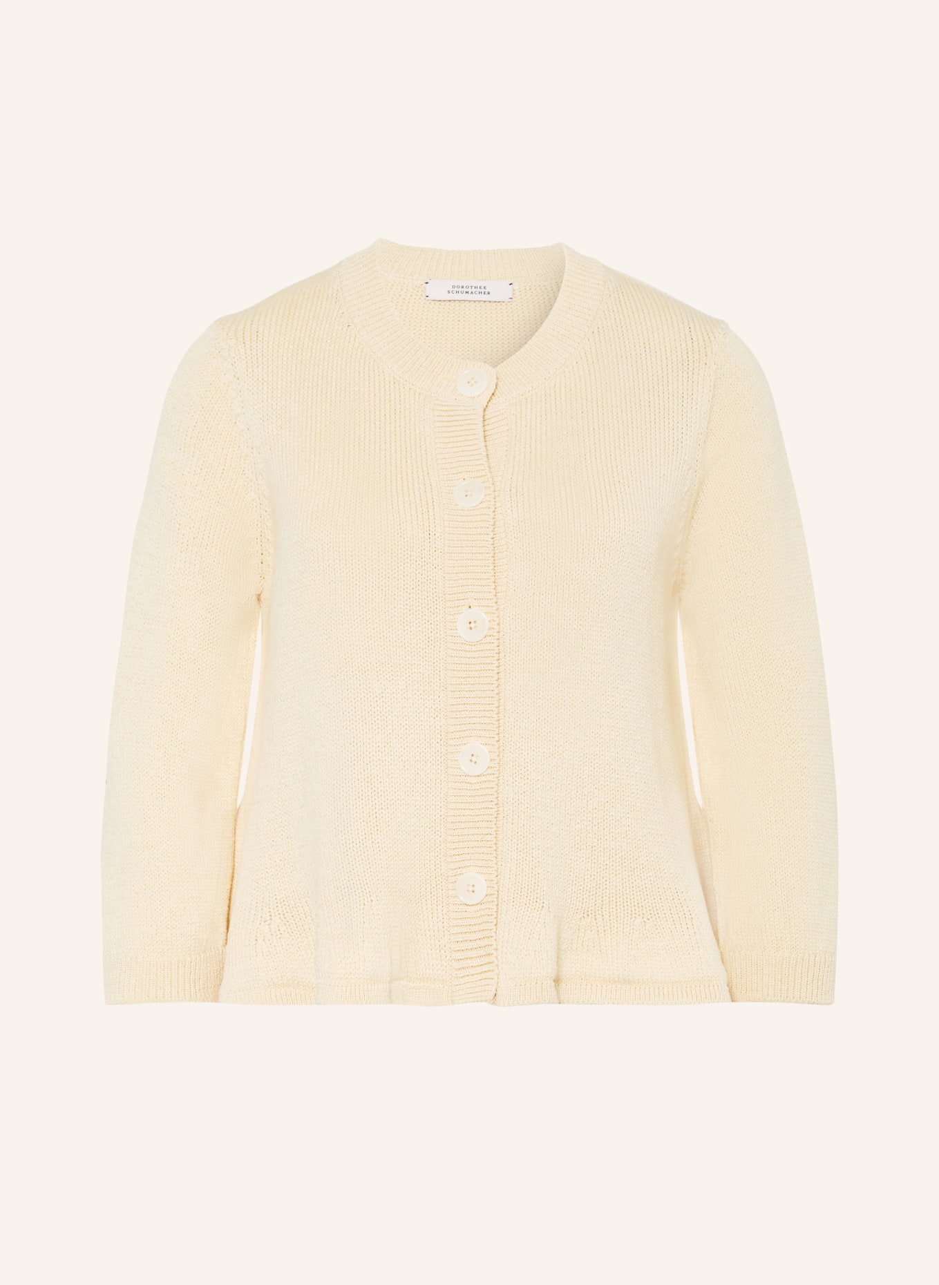 DOROTHEE SCHUMACHER Stickad kofta COTTON CANDY med 3/4-ärmar: LJUSGUL