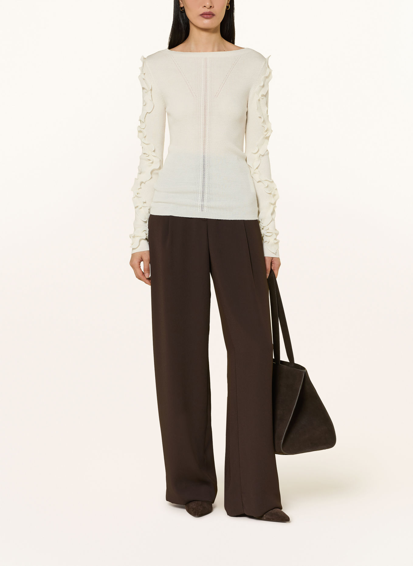LIU JO Pullover mit Rüschen: CREME