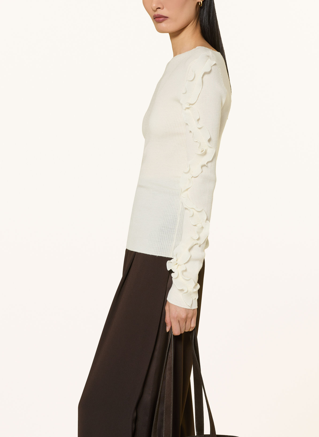 LIU JO Pullover mit Rüschen: CREME