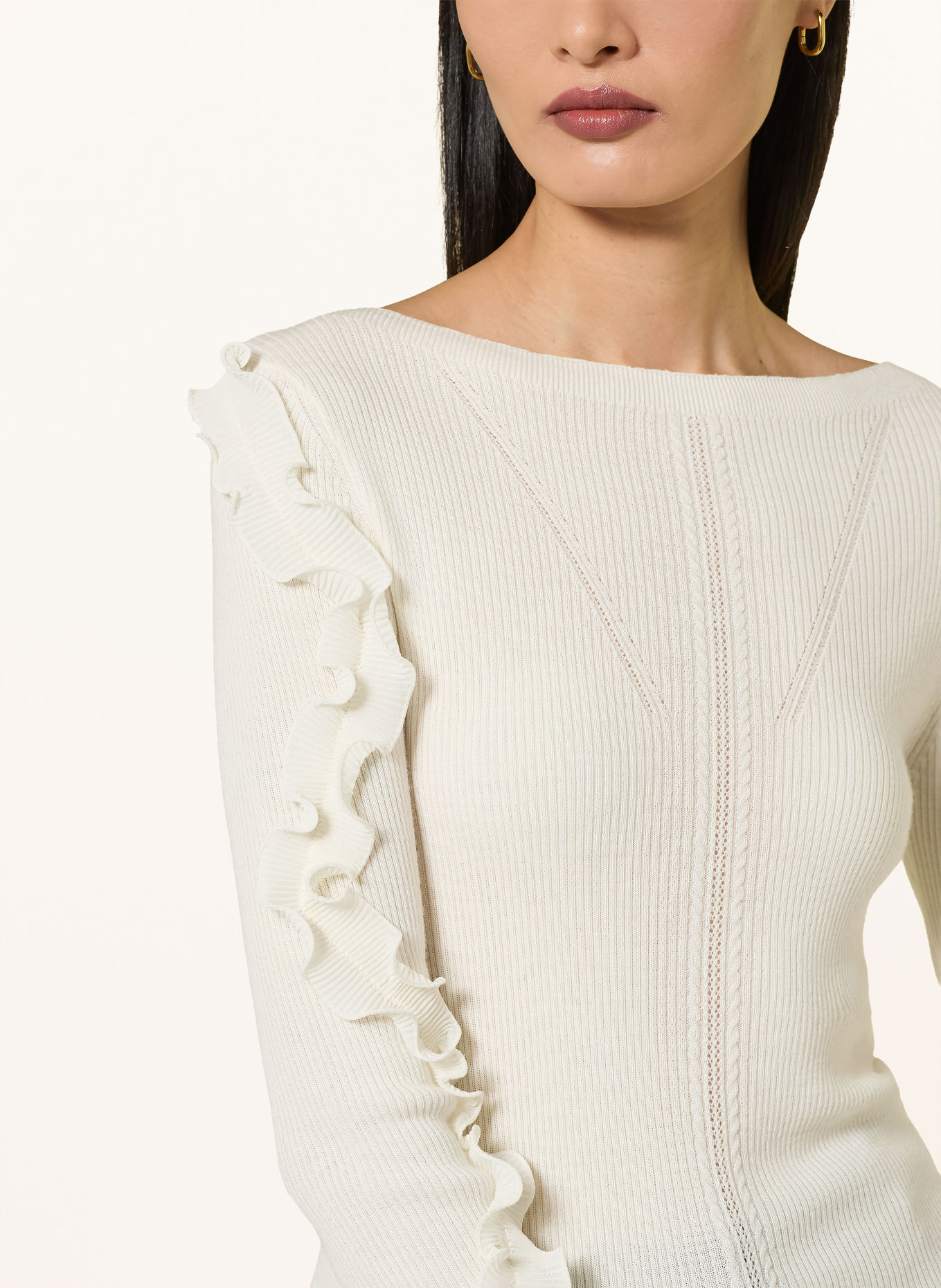 LIU JO Pullover mit Rüschen: CREME