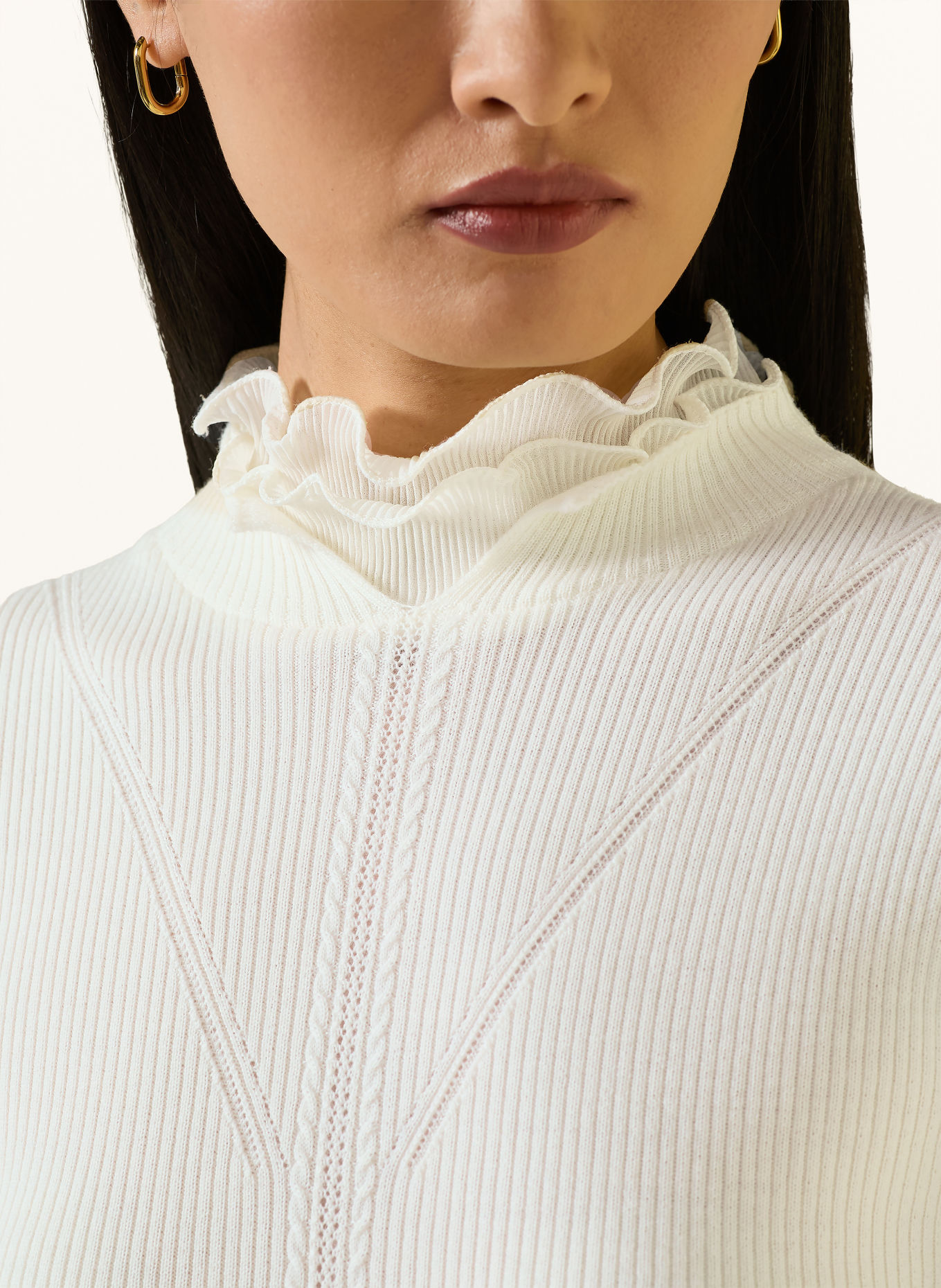 LIU JO Sweater with ruffles: CREAM