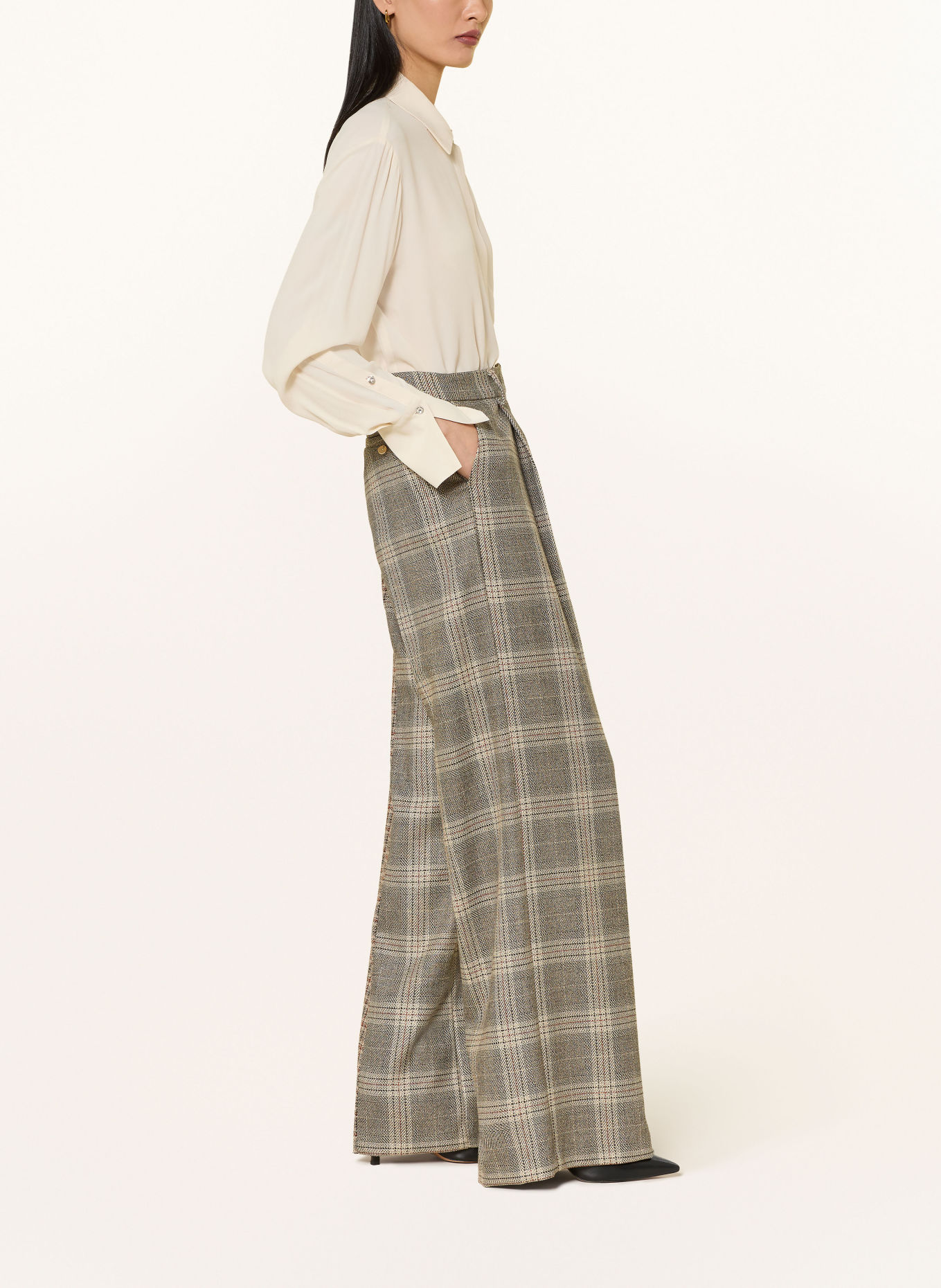 LIU JO Marlene pants: BEIGE / DARK ORANGE / BLACK
