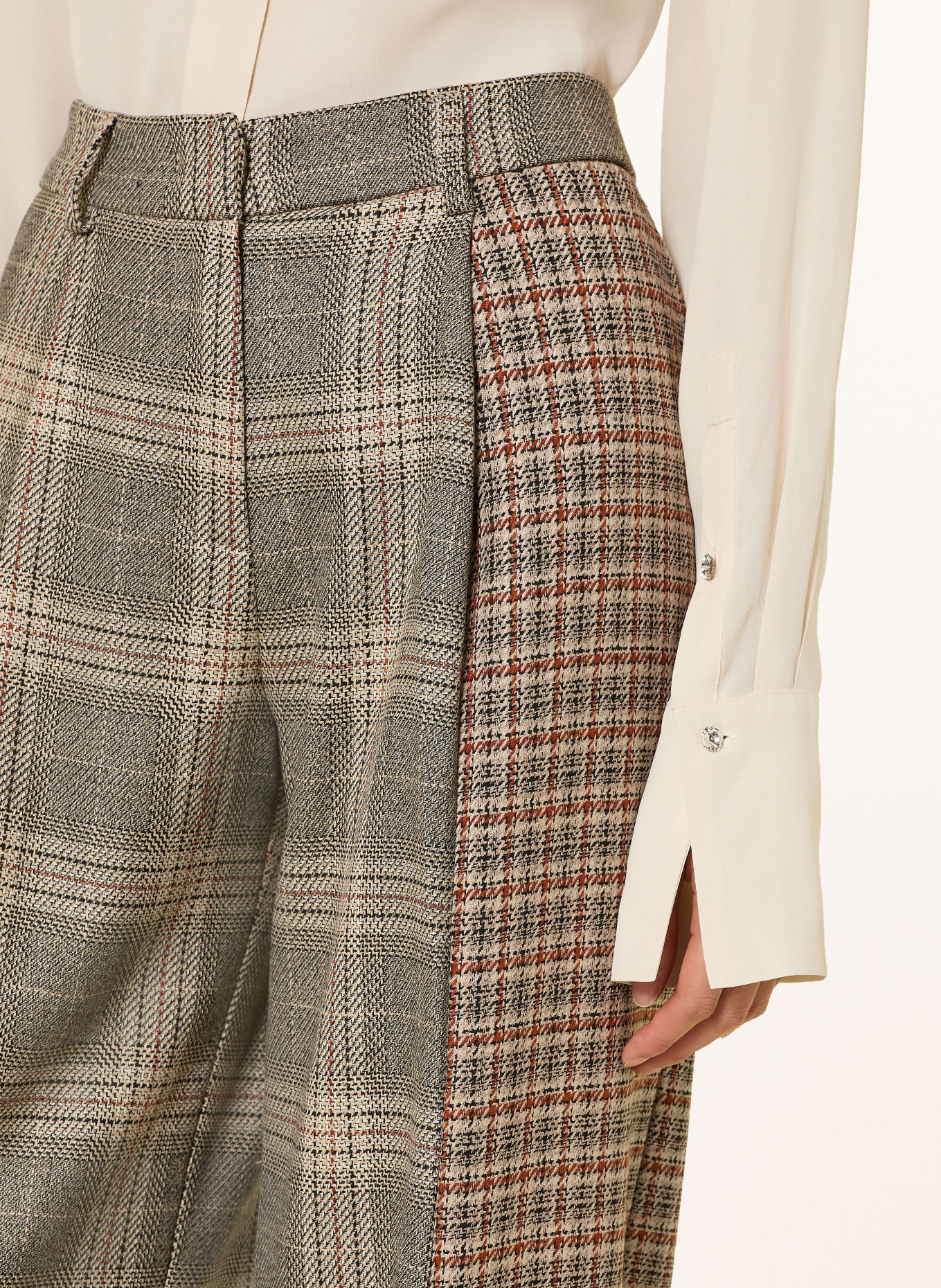 LIU JO Marlene pants: BEIGE / DARK ORANGE / BLACK