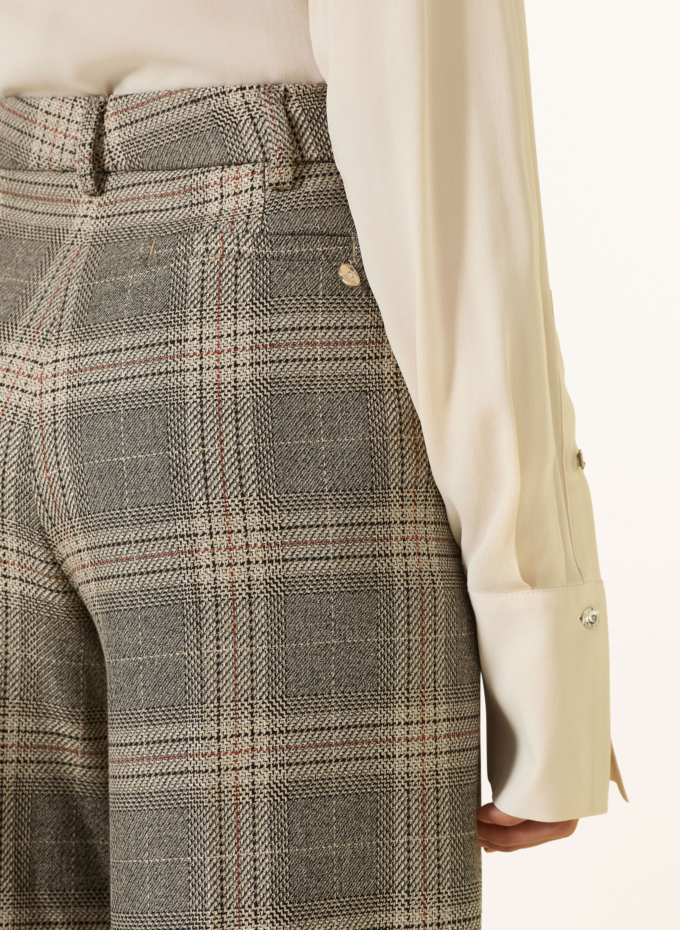 LIU JO Marlene pants: BEIGE / DARK ORANGE / BLACK