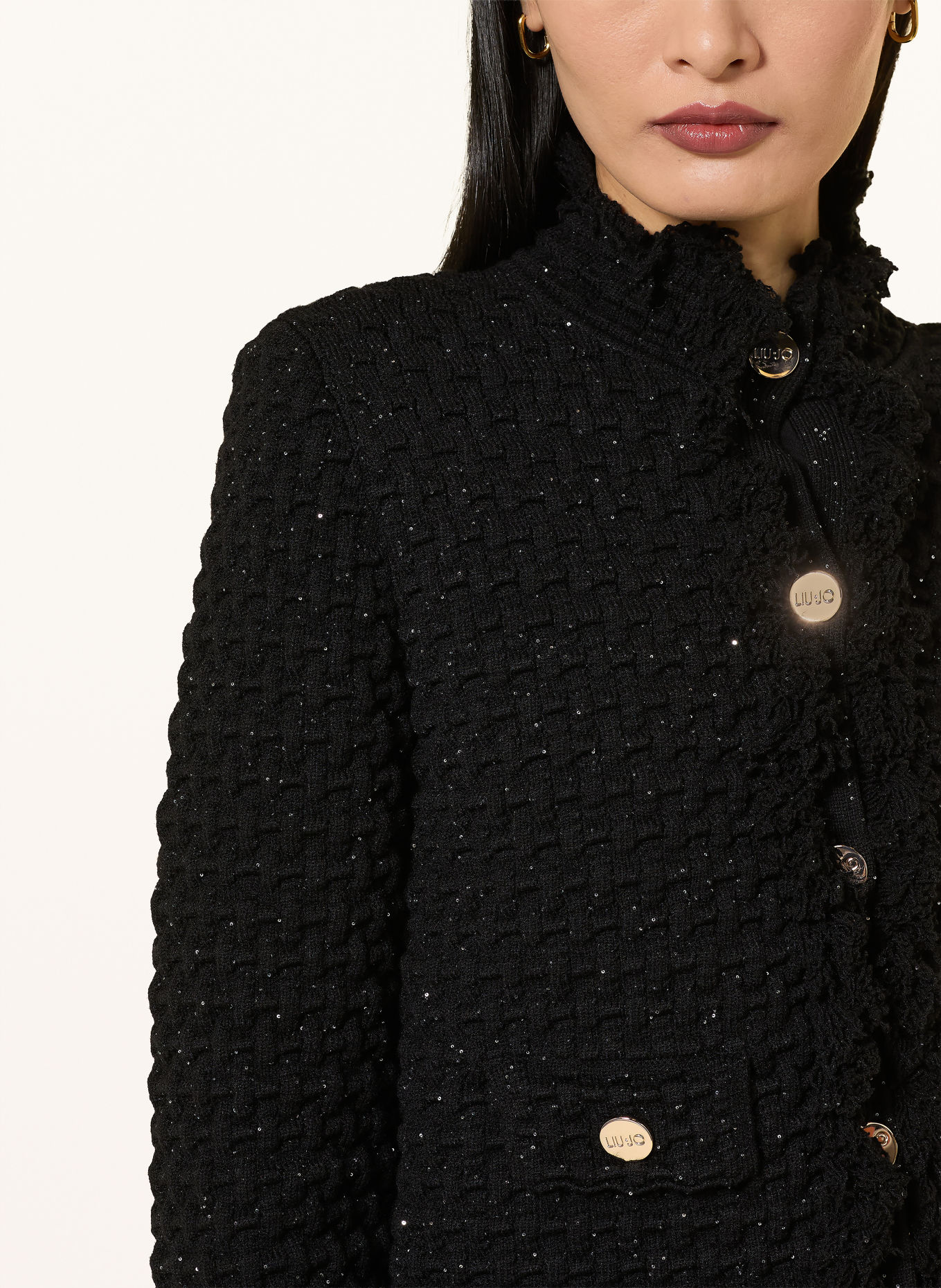 LIU JO Strickjacke mit Pailletten: SCHWARZ