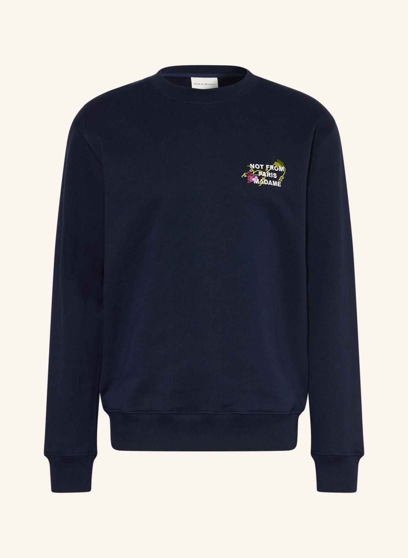 DRÔLE DE MONSIEUR Sweatshirt LE SWEATSHIRT VINE EMBROIDERED SLOGAN: DARK BLUE / GREEN / WHITE