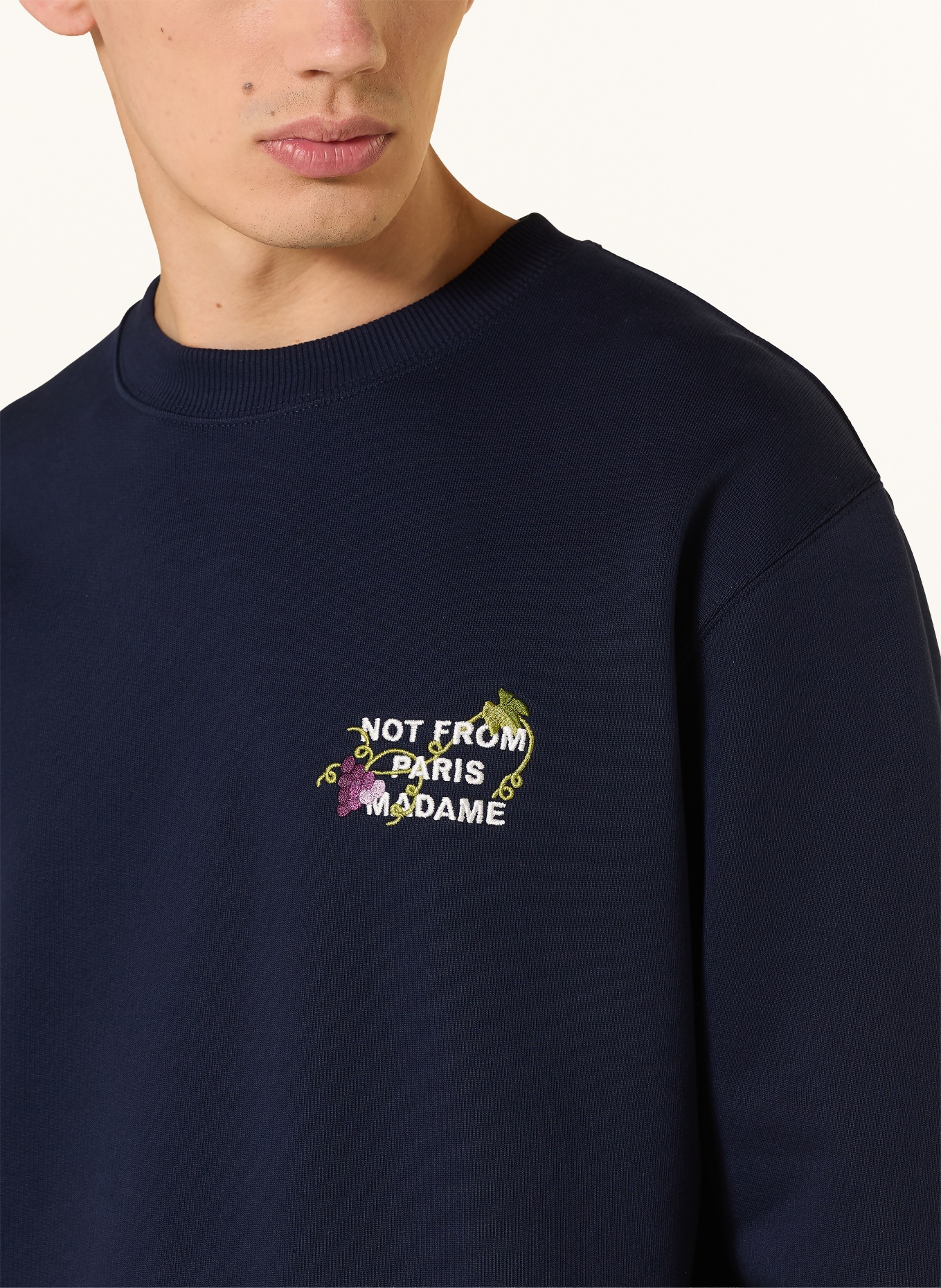 DRÔLE DE MONSIEUR Sweatshirt LE SWEATSHIRT VINE EMBROIDERED SLOGAN: DARK BLUE / GREEN / WHITE