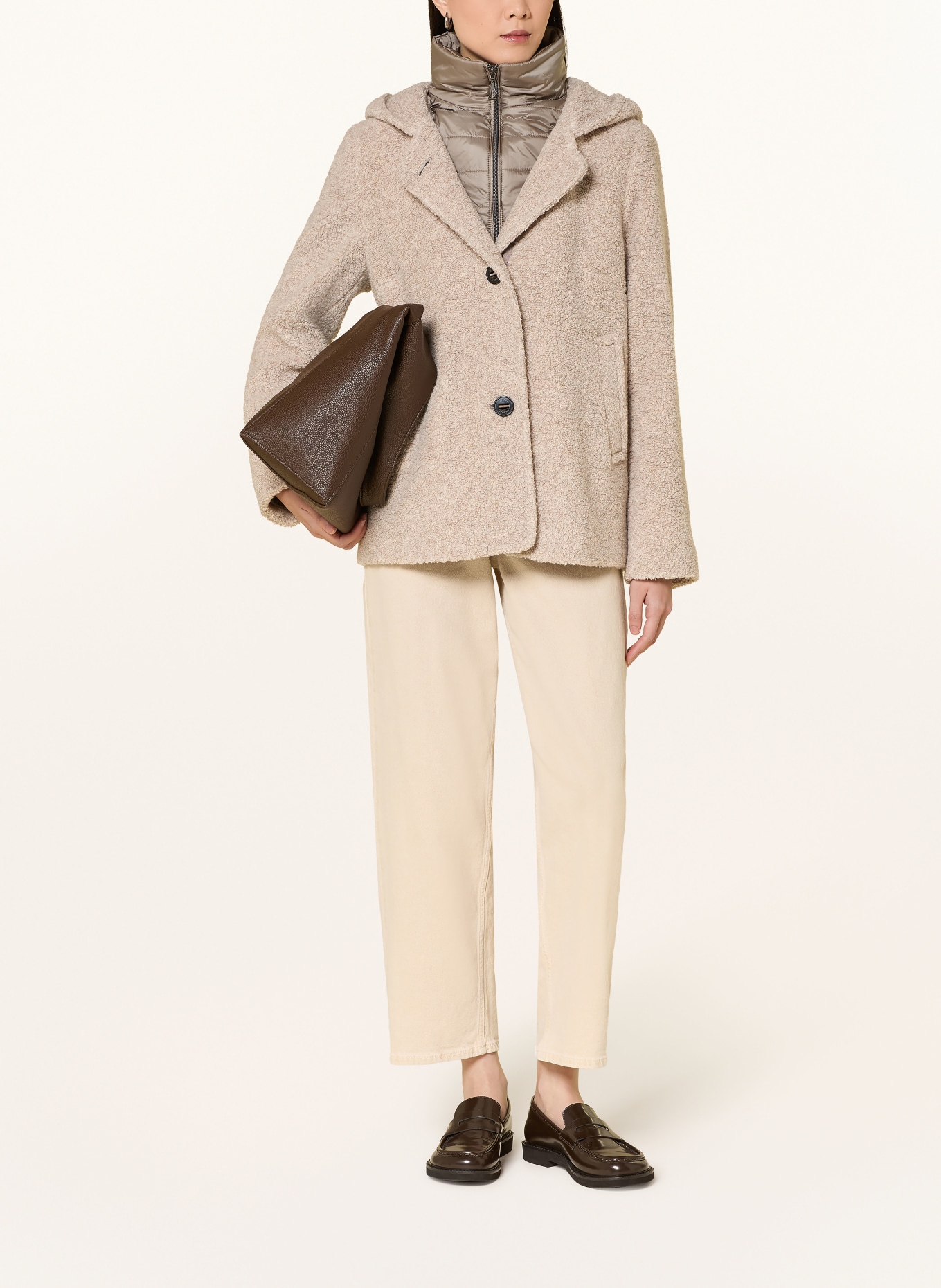 GIL BRET Teddyjas met afneembare kraag: BEIGE / TAUPE