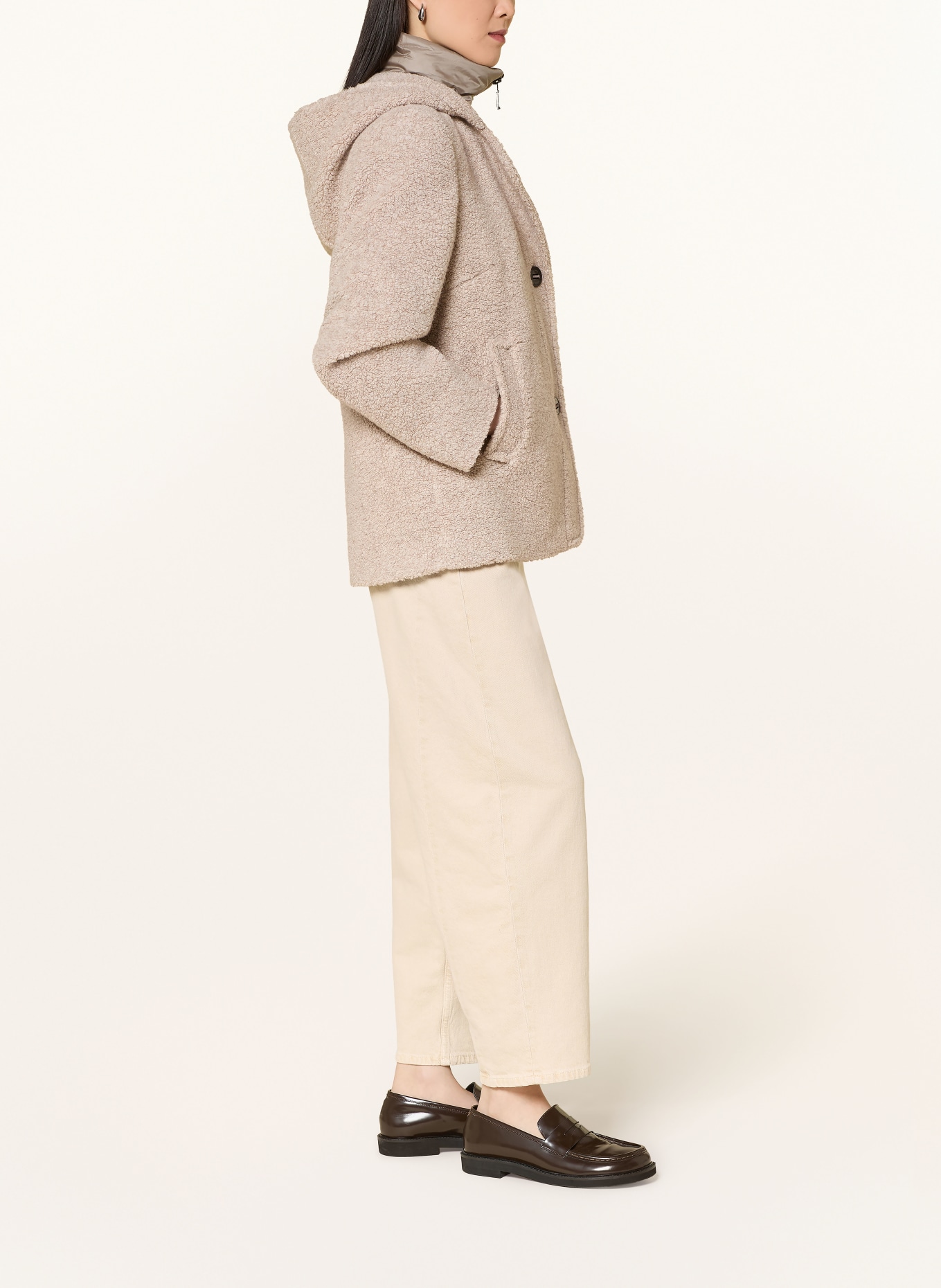 GIL BRET Teddyjas met afneembare kraag: BEIGE / TAUPE