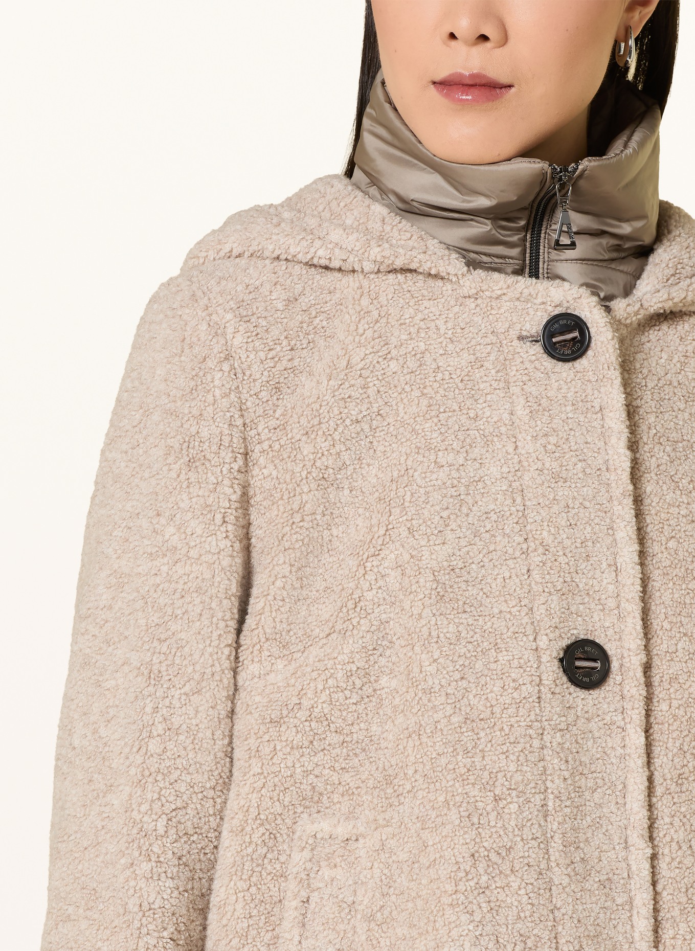 GIL BRET Teddyjas met afneembare kraag: BEIGE / TAUPE