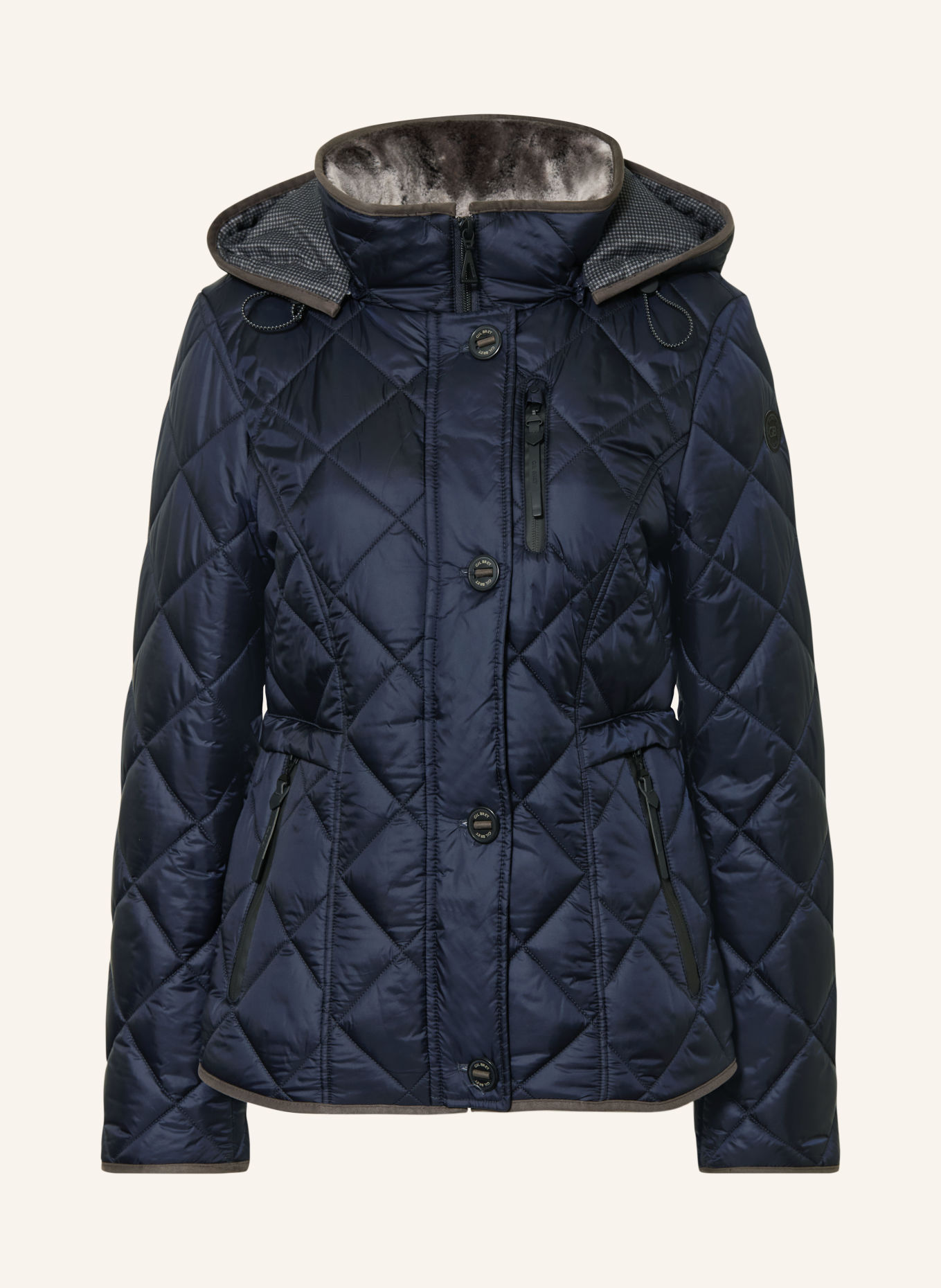 GIL BRET Quilted jacket with faux fur and a detachable hood: DARK BLUE / DARK GRAY