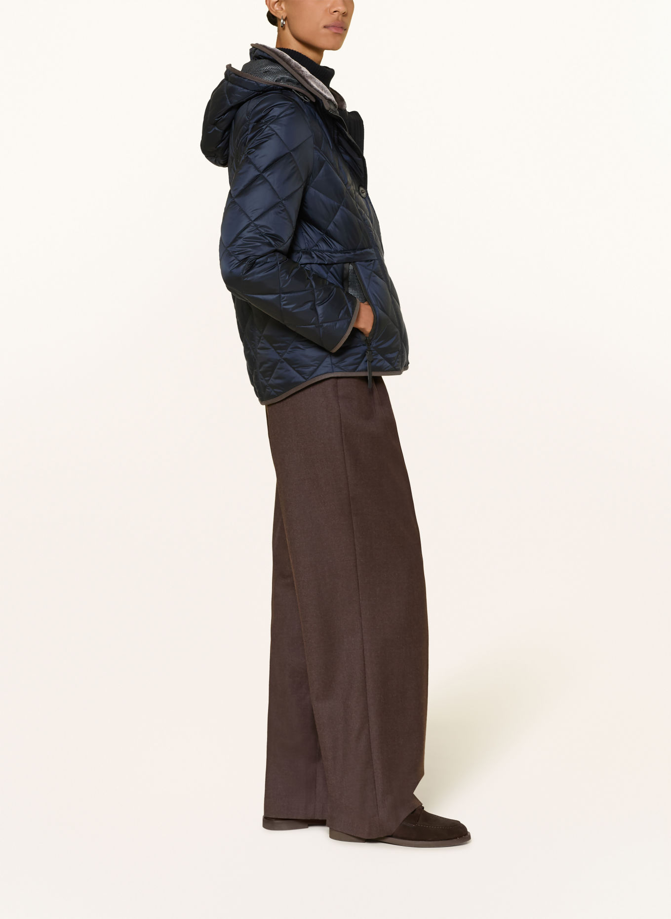 GIL BRET Quilted jacket with faux fur and a detachable hood: DARK BLUE / DARK GRAY