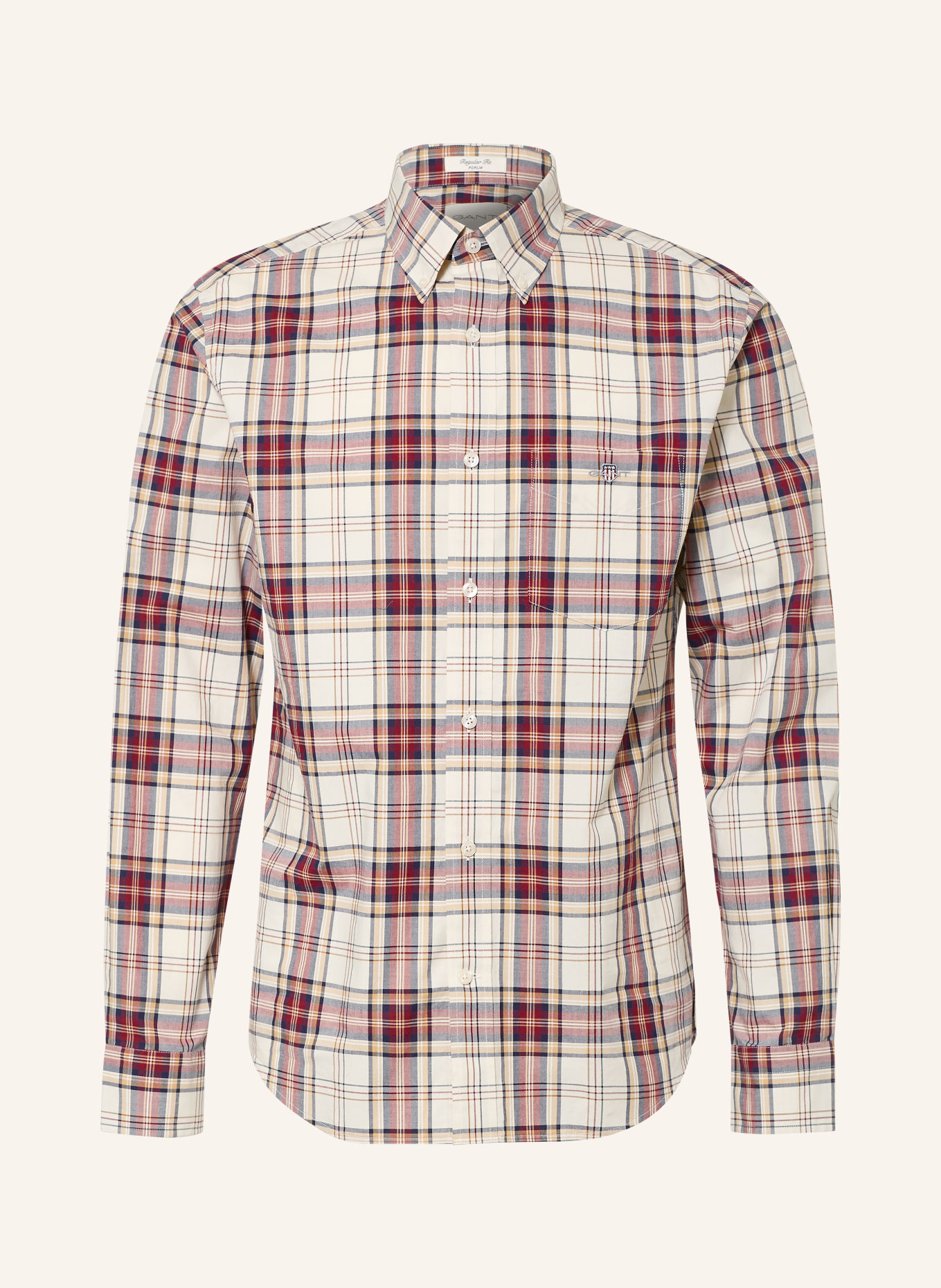 GANT Hemd Regular Fit: DUNKELROT / ECRU / DUNKELBLAU