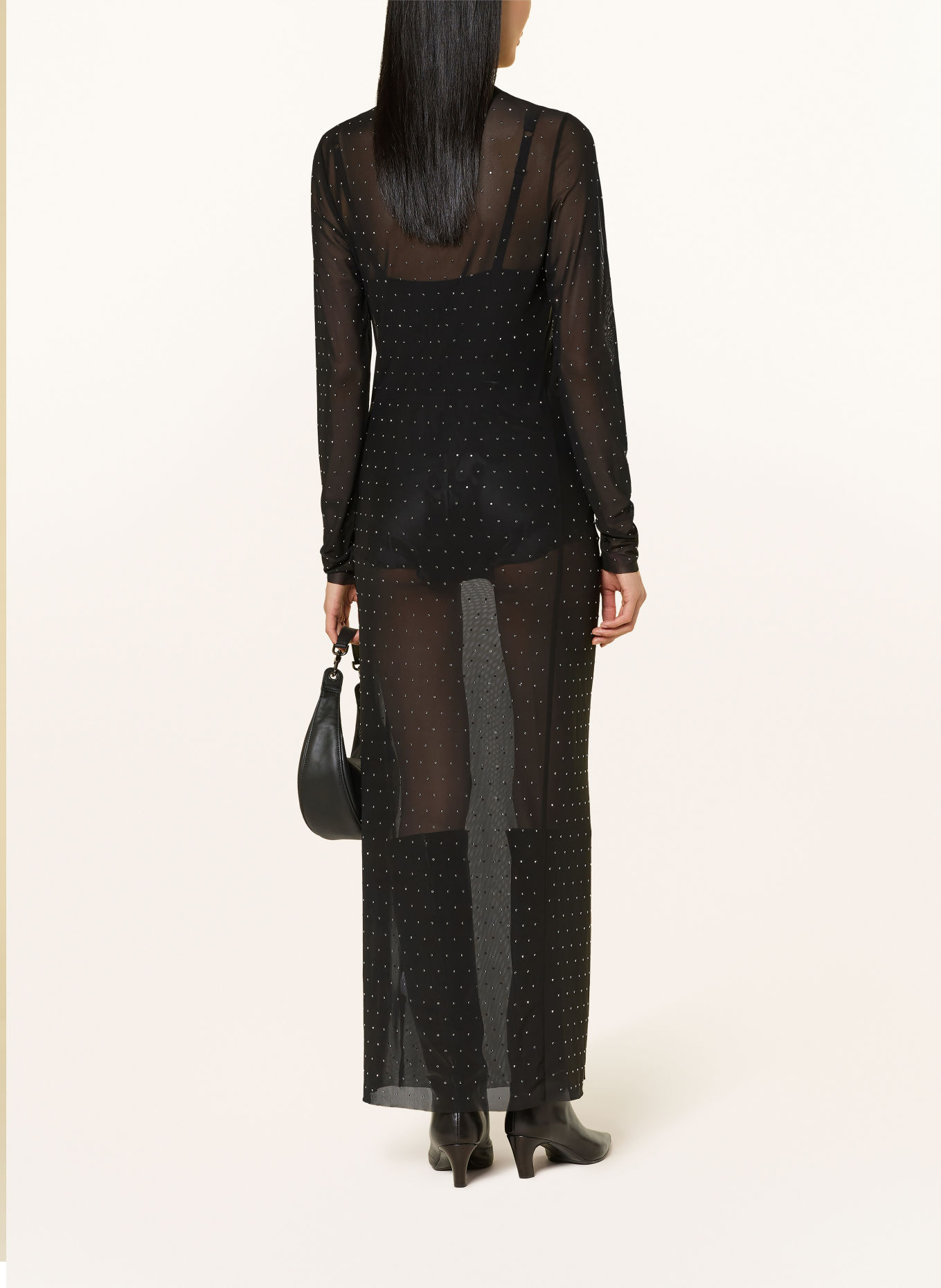 LIU JO Mesh-jurk met sierstenen: ZWART