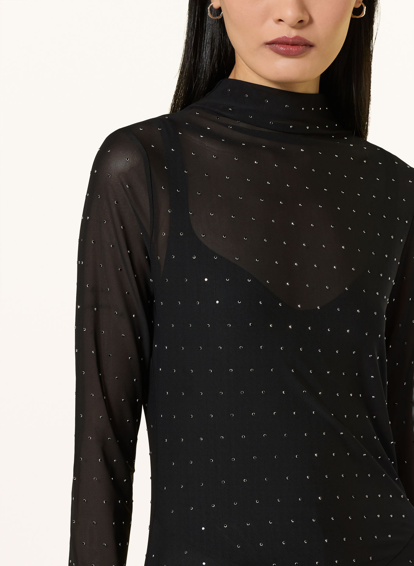 LIU JO Mesh-jurk met sierstenen: ZWART