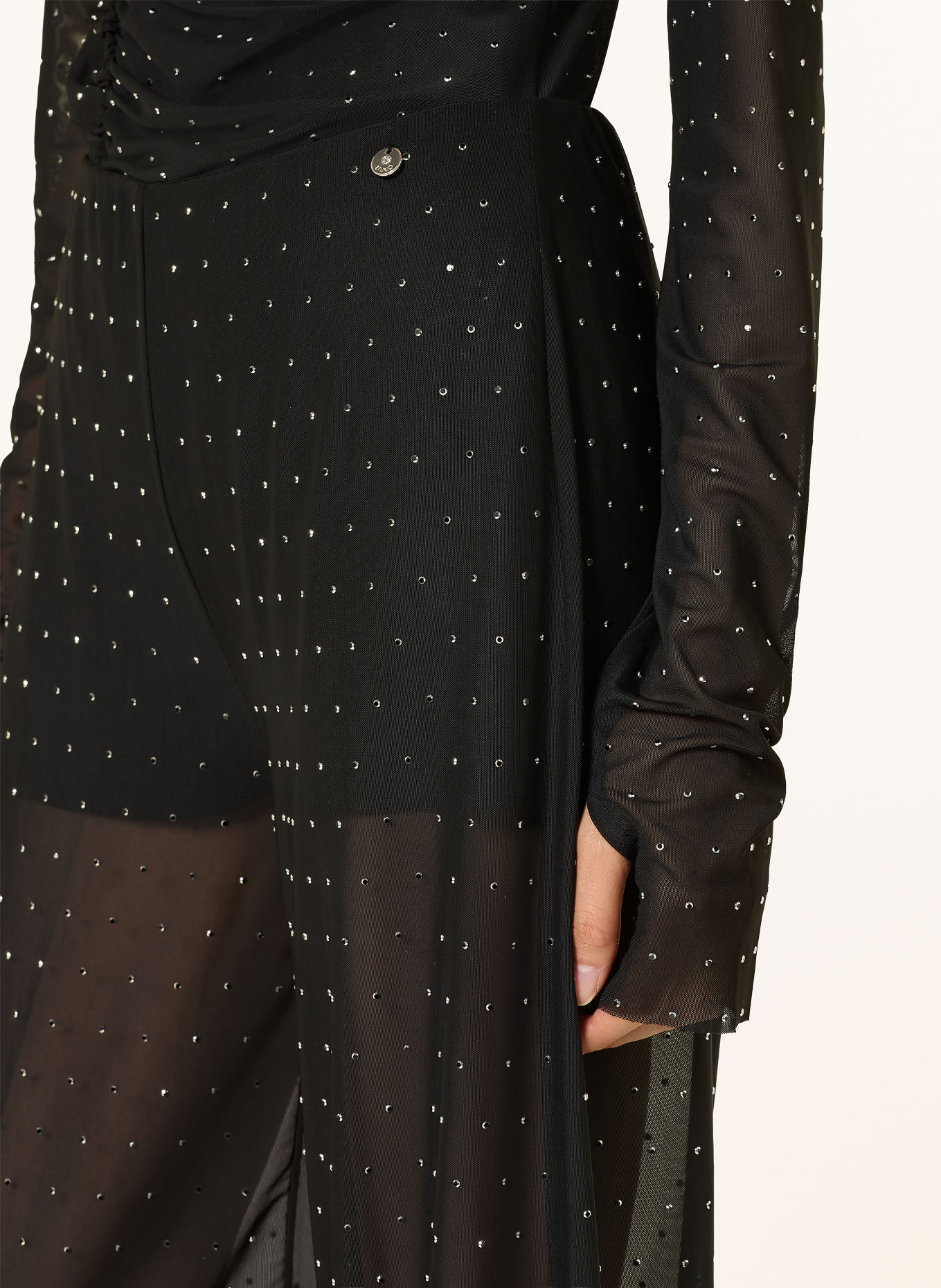 LIU JO Mesh-Hose mit Schmucksteinen: SCHWARZ