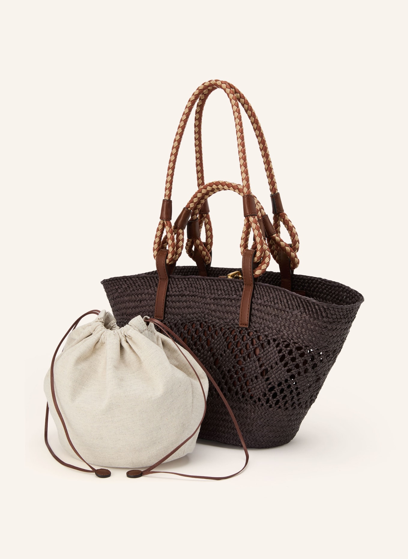 STELLA McCARTNEY Sac cabas SMALL avec pochette: NOIR / MARRON / BEIGE