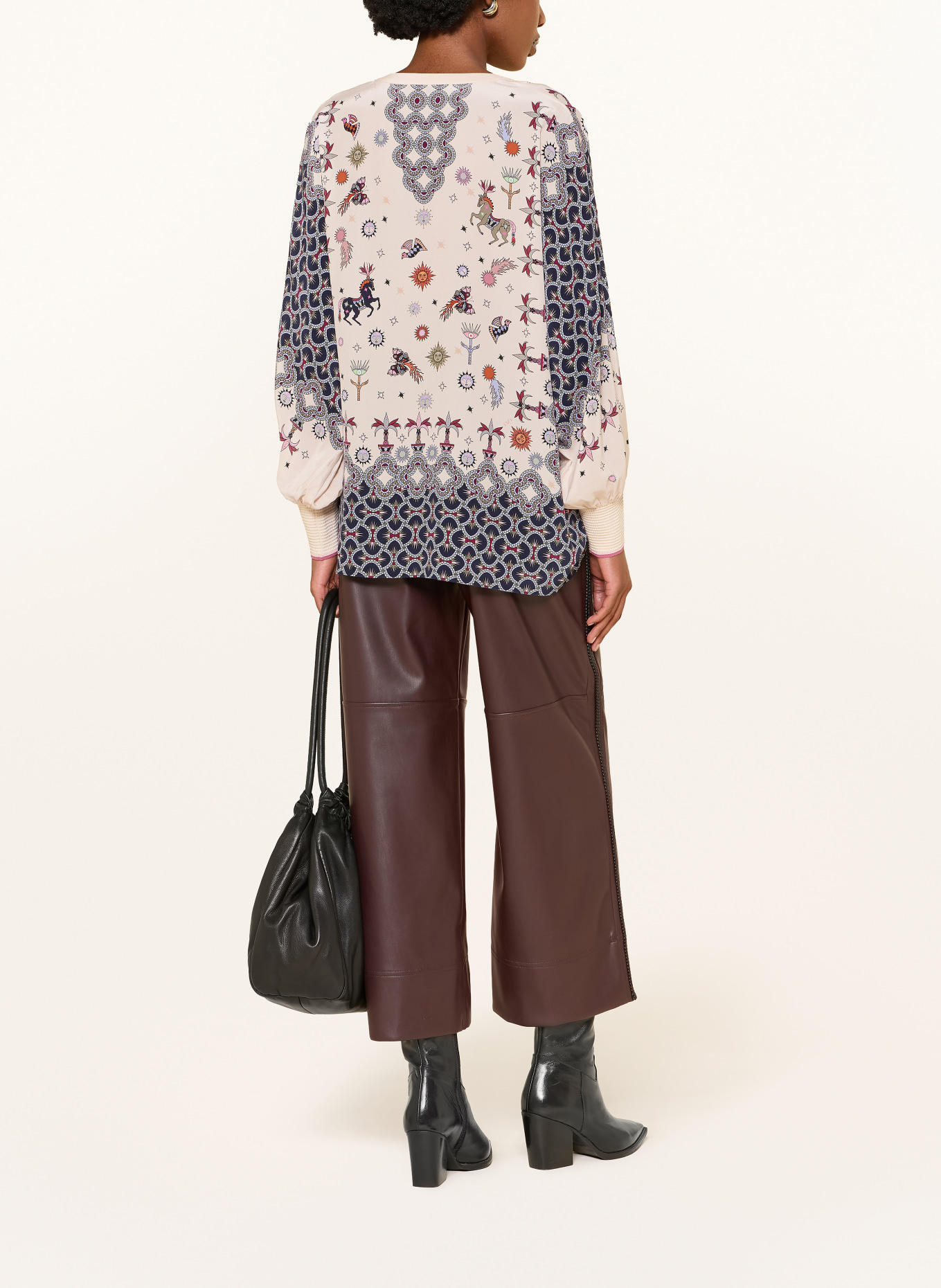 IVI collection Chemisier en soie: CRÈME / ROUGE FONCÉ / BLEU FONCÉ