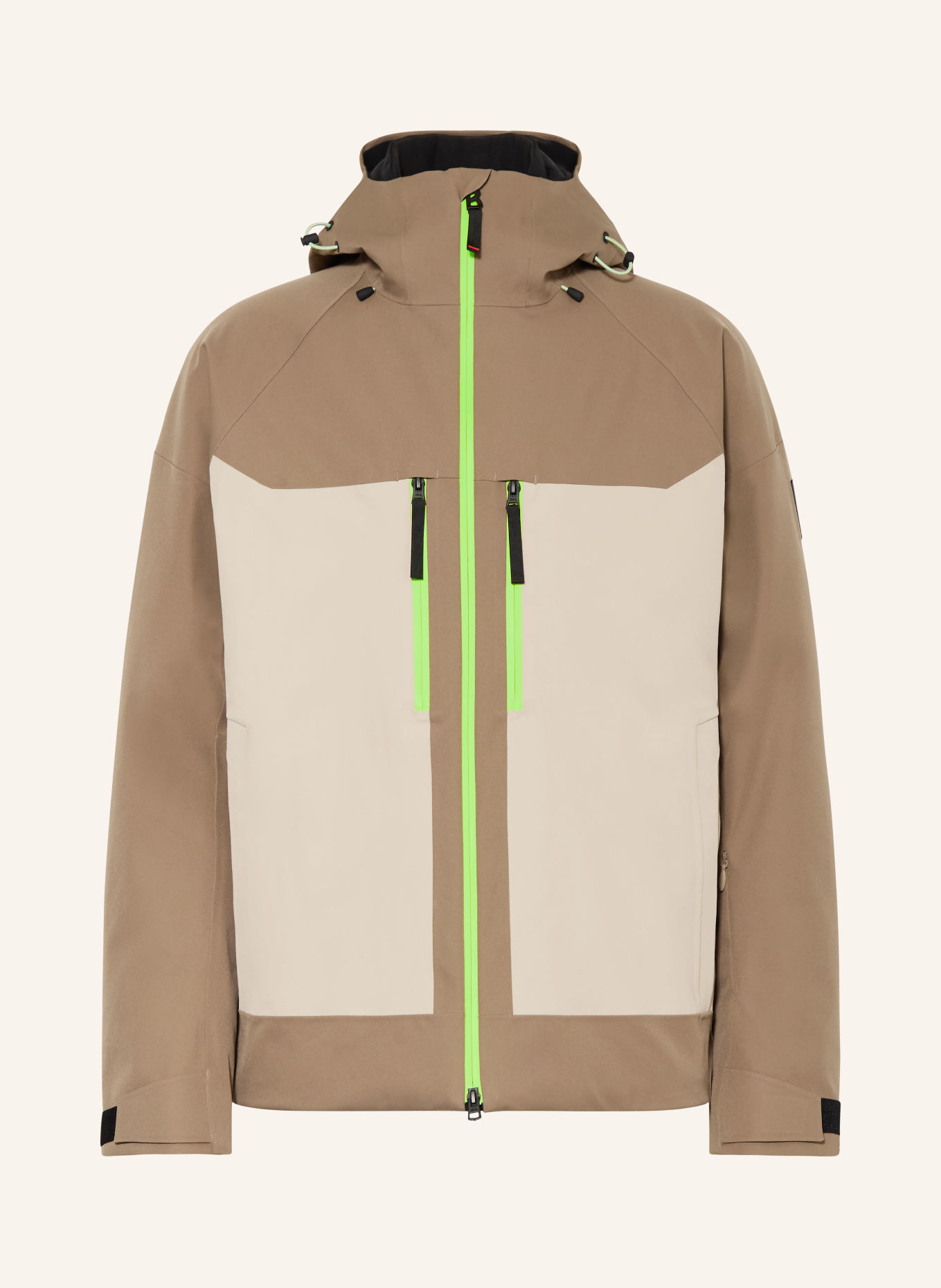 FIRE+ICE TAJO2-T Ski Jacket: LIGHT BROWN / CREAM / NEON GREEN