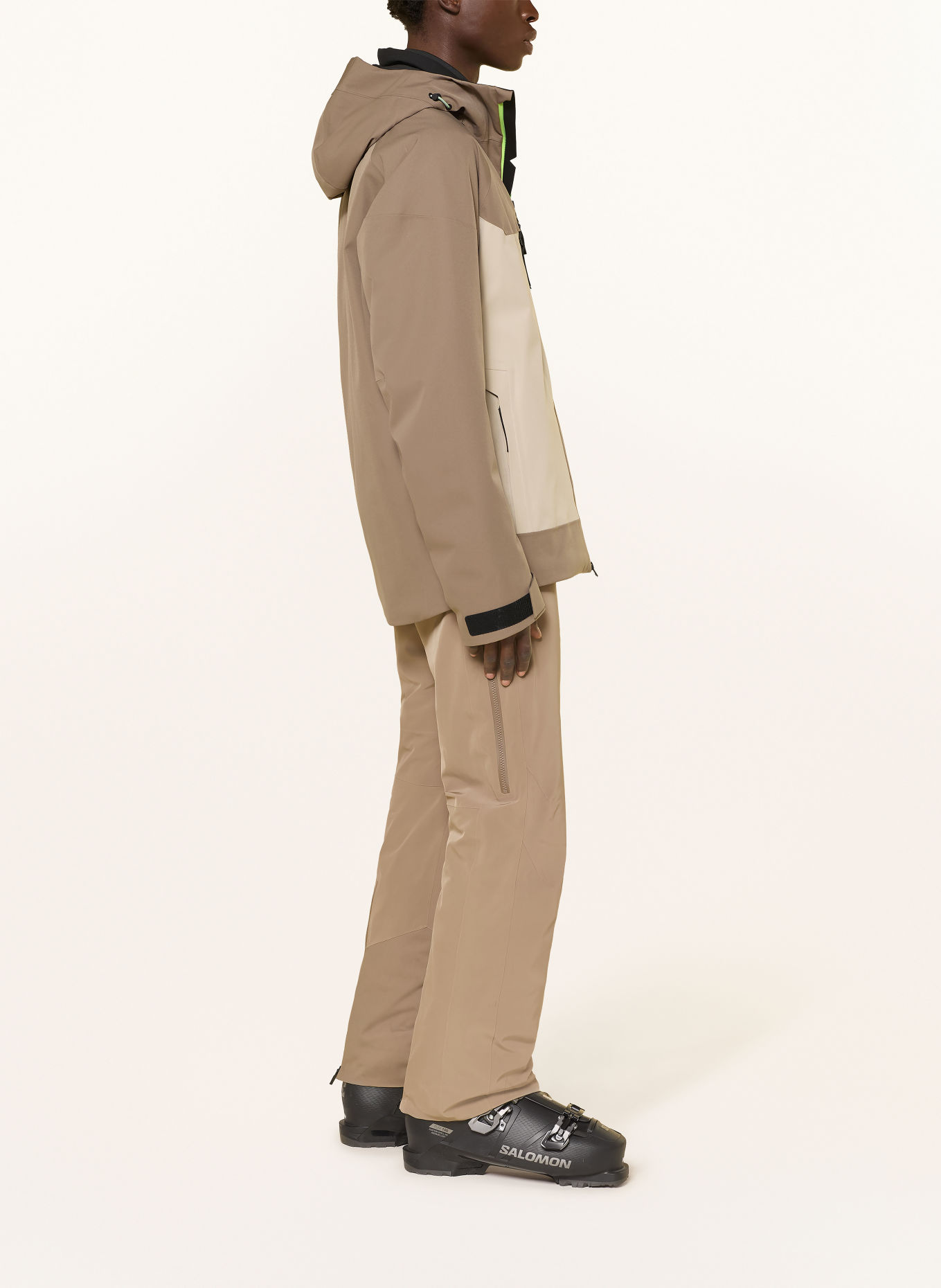 FIRE+ICE TAJO2-T Ski Jacket: LIGHT BROWN / CREAM / NEON GREEN