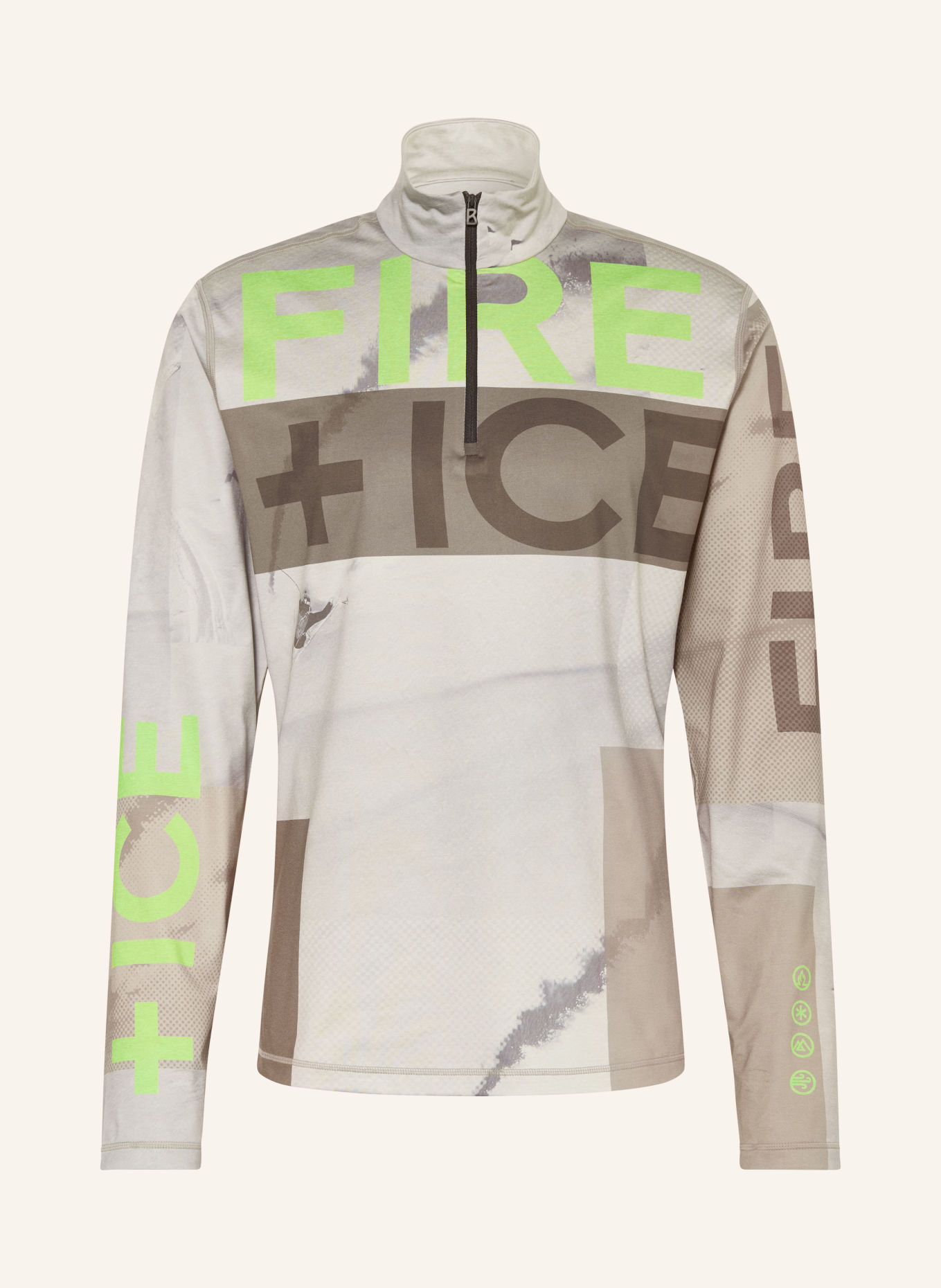 FIRE+ICE Couche intermédiaire PASCAL: TAUPE / GRIS / VERT FLUO