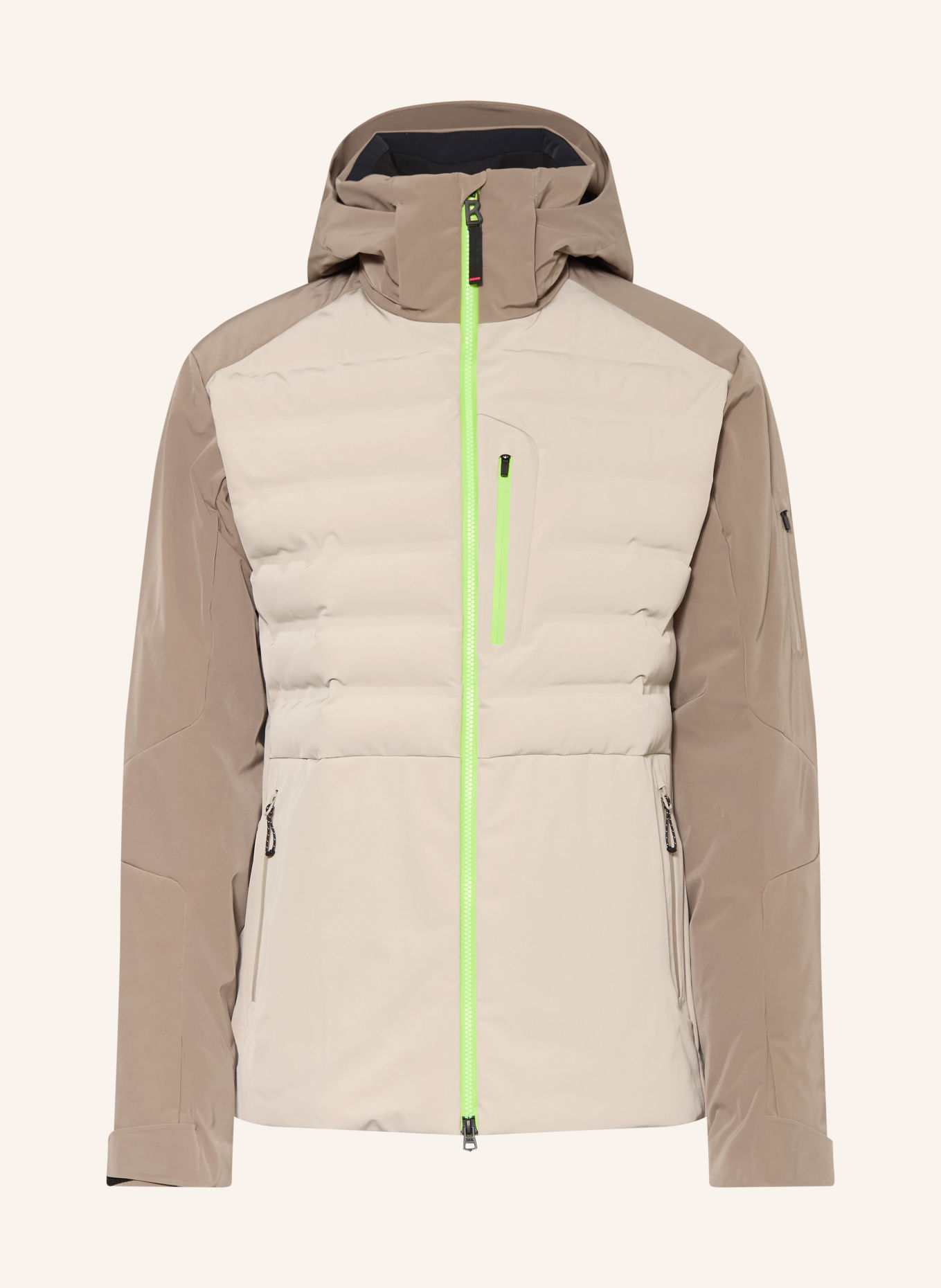 FIRE+ICE Veste de ski IVO: BEIGE / VERT FLUO