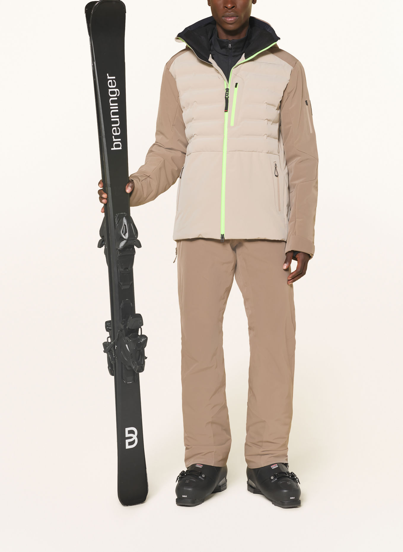 FIRE+ICE Veste de ski IVO: BEIGE / VERT FLUO
